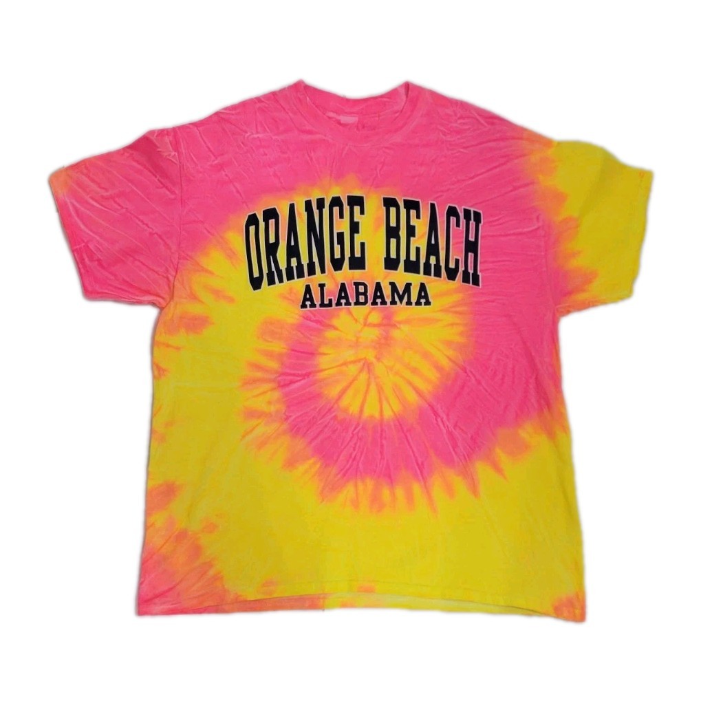 Orange Beach Alabama T-shirt Men Sz 2X Tie Dye Surf Surging Ocean Neon
