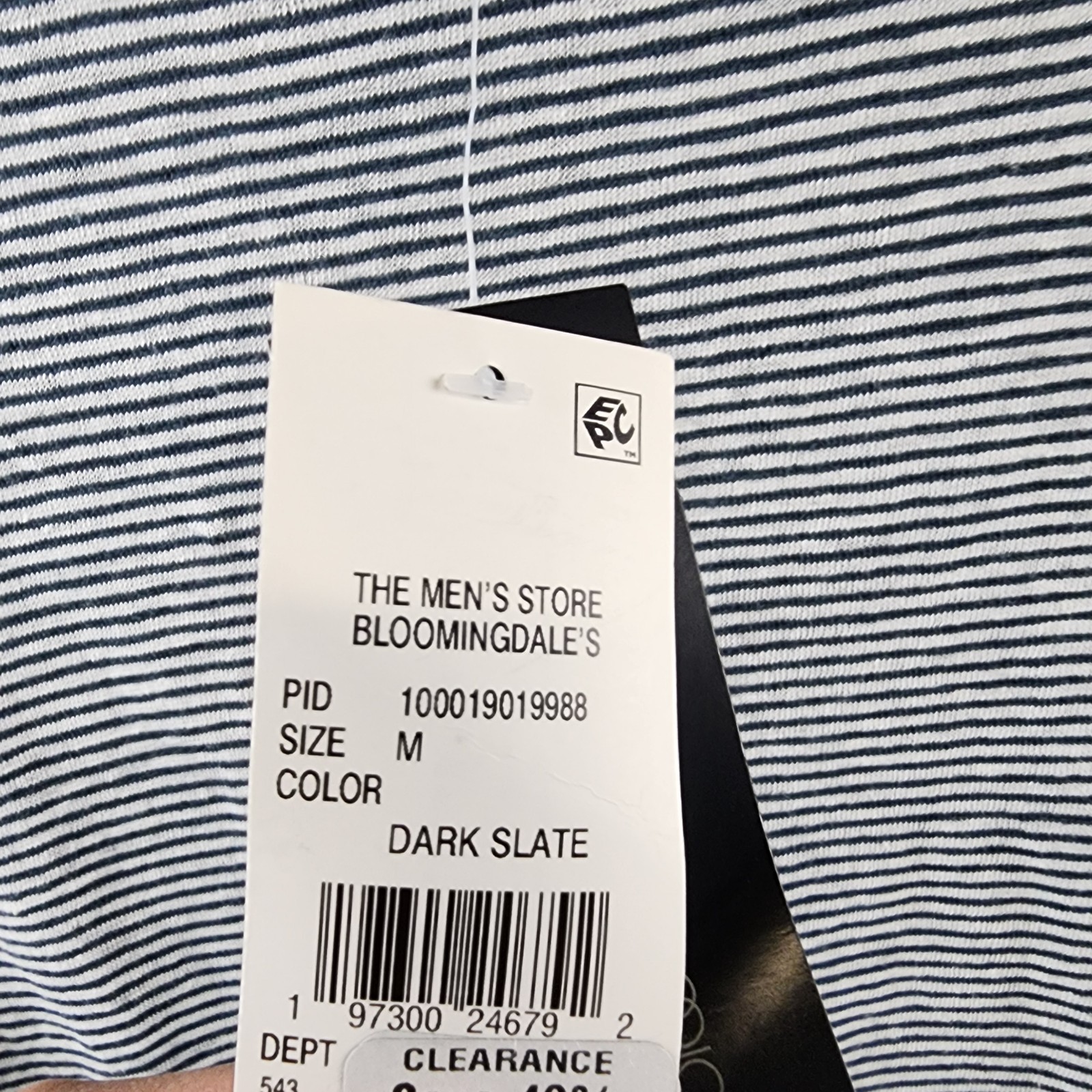 The Men&rsquo;s Store at Bloomingdale&rsquo;s Striped Linen Tee Men&rsquo;s Size Medium Dark Slate
