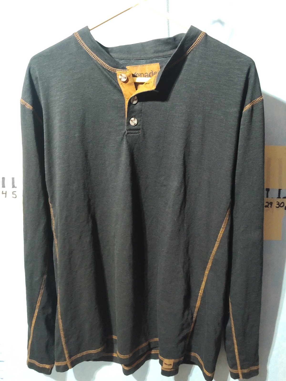 Venado Men&rsquo;s Flex Henley Shirt Long Sleeve XL Black Button Pullover