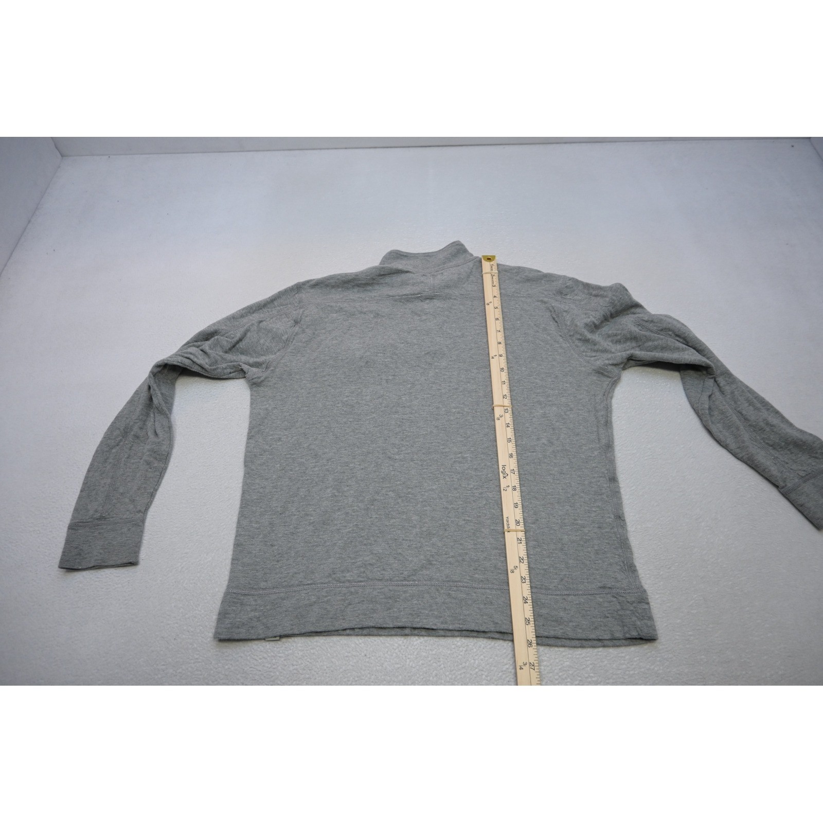 Lucky Brand Henley Shirt Mens Large Gray Excellent Mock Neck Button Pocket