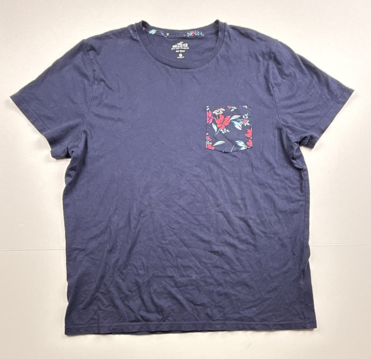 Hollister Must Have Collection Blue Short Sleeve Cotton T-Shirt Men&rsquo;s XL Pocket