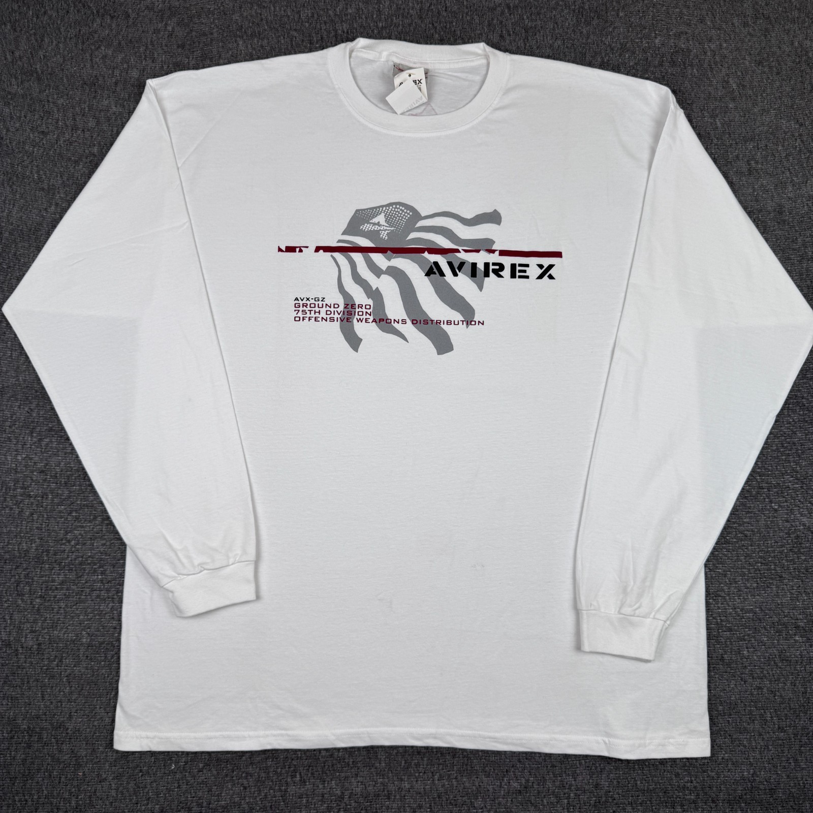 Vintage Avirex T-Shirt Mens 2XL White Long Sleeve Skate 9/11 Ground Zero Y2K NWT