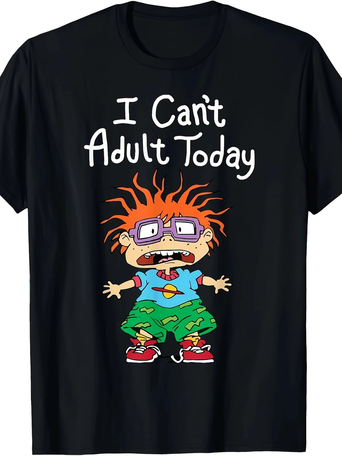 1pc Loose Fit Casual Cotton T-Shirt – « I Can&rsquo;t Adult Today » Graphic, Crew Neck