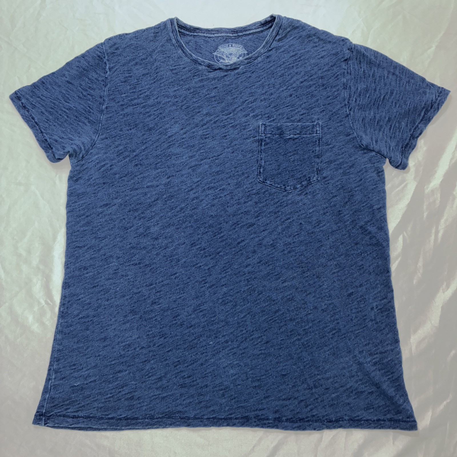 Wallace & Barnes Indigo Blue Heathered Crew Neck Long Sleeve T Shirt – M Medium