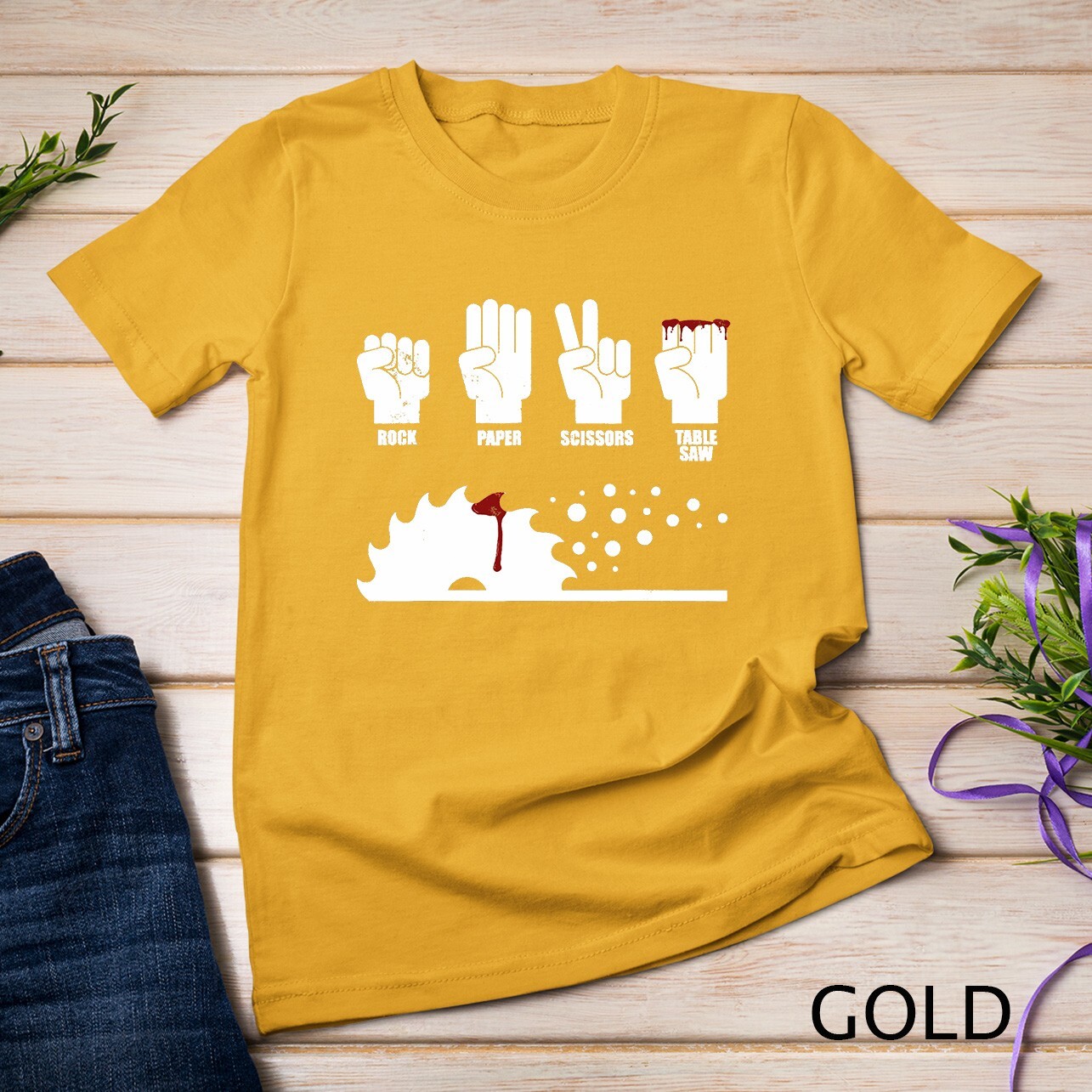 Rock Paper Scissors Table Saw Woodworking Carpenter T-Shirt Unisex T-shirt
