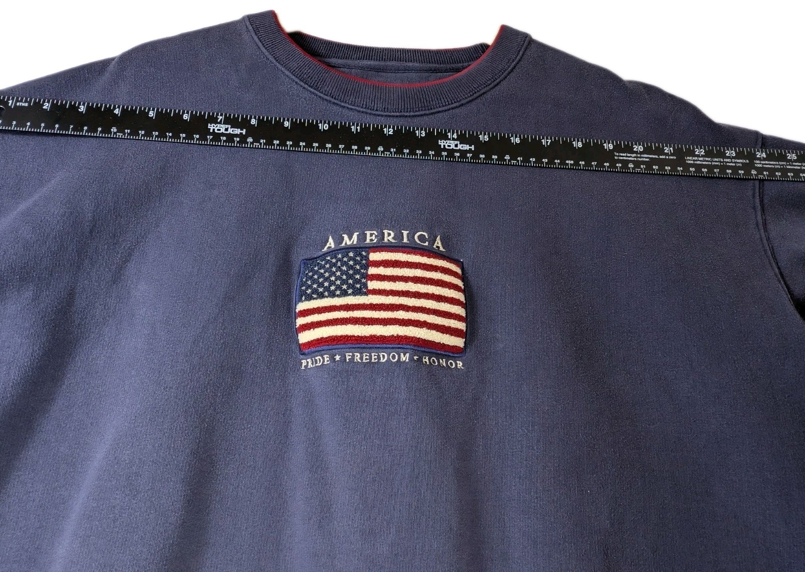 Vintage 90s Croft&Barrow American Flag Crewneck Sweatshirt Navy Blue Mens XL USA
