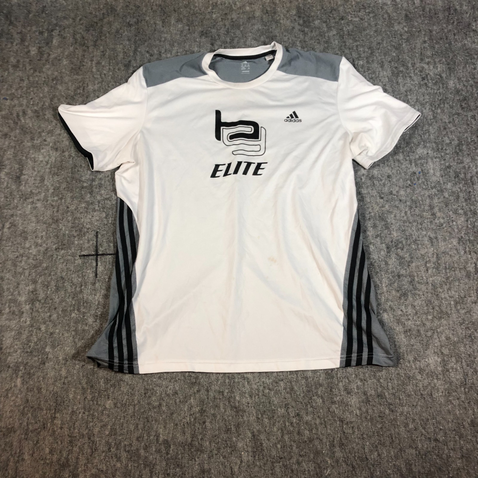 Adidas Elite T-Shirt Men’s 2XL White Gray Performance Clima Cool Short Sleeve
