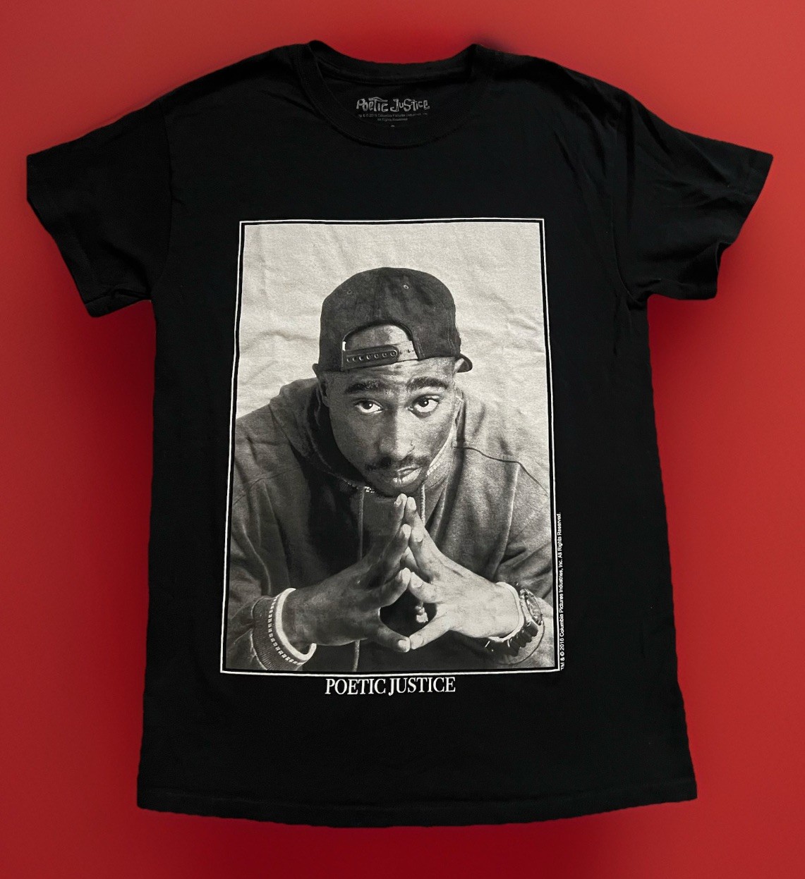 Poetic Justice Tupac Shakur Graphic T-Shirt Black Short Sleeve Size M