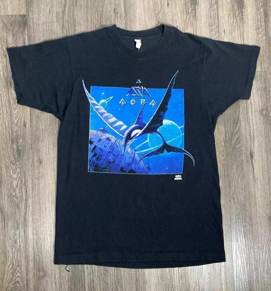 Asia Aqua Tour 1992 Band Black Cotton T Shirt Full Size S-5XL AL801