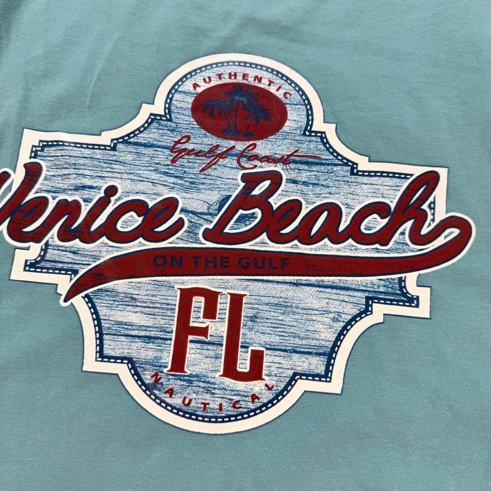 Comfort Colors Venice Beach FL Gulf Coast Graphic T Shirt Light Blue Size Large