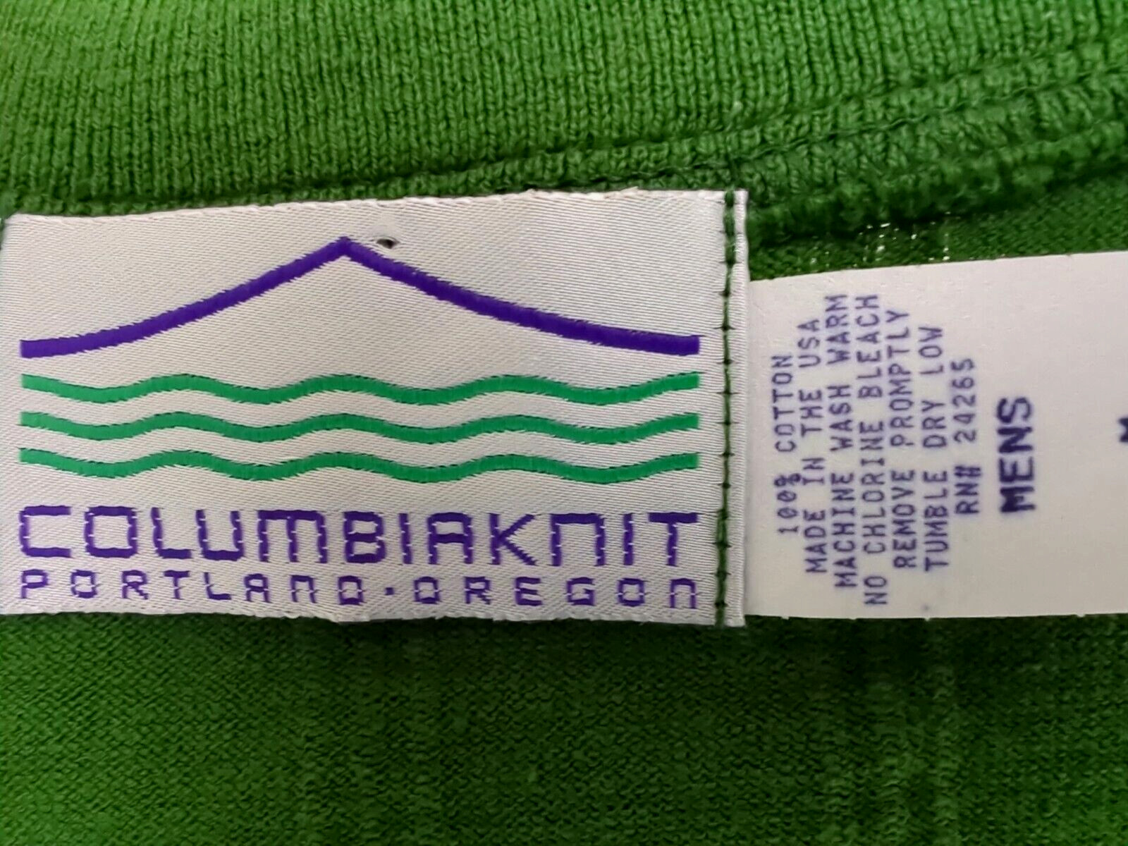 VTG 80s 90s COLUMBIAKNIT Henley T-Shirt Men&rsquo;s Size M Green Ribbed USA MADE ~NEW*