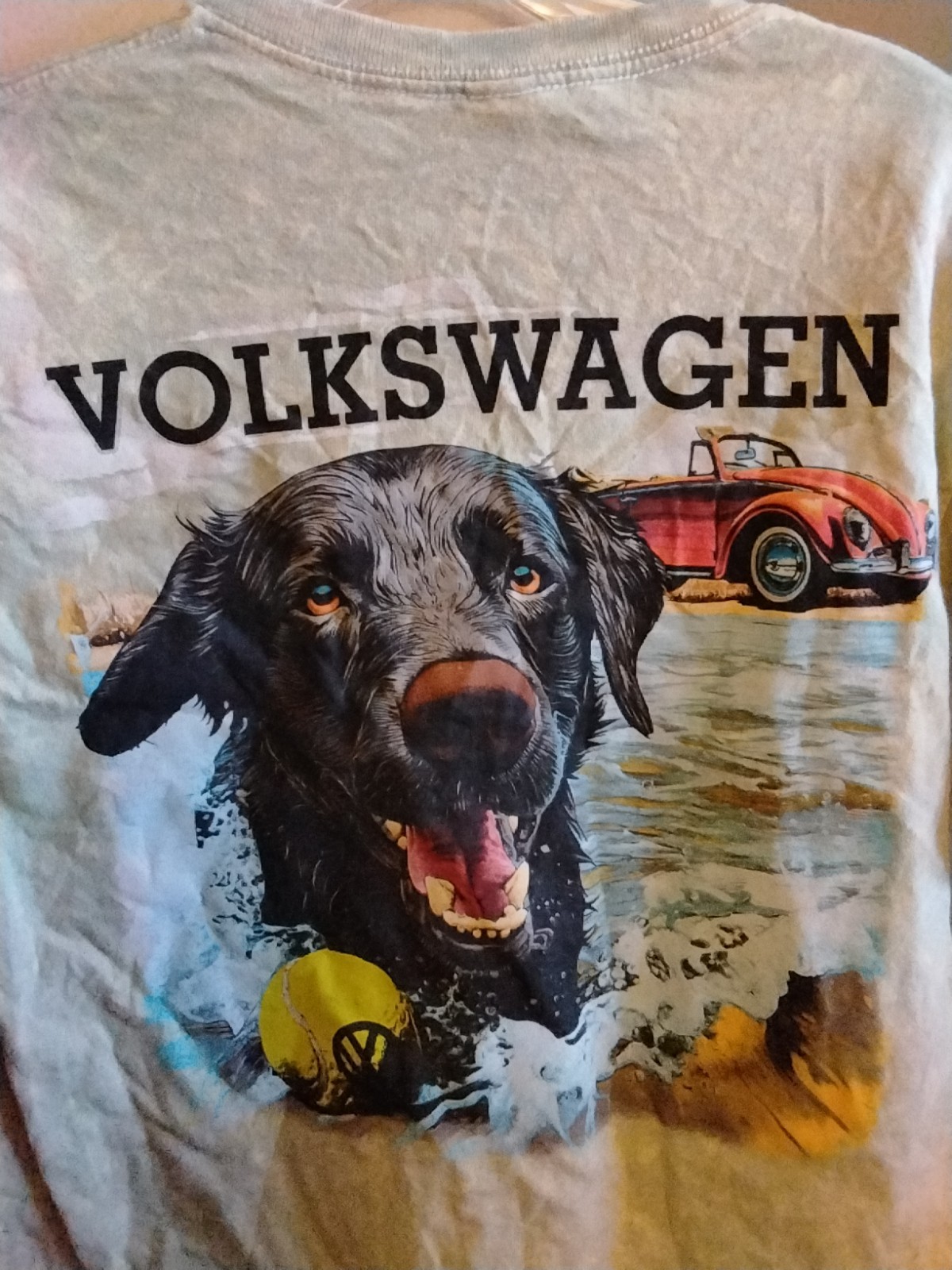 Volkswagen Men&rsquo;s Short Sleeve T-Shirt Acid Wash Green Size MEDIUM Water Dog NWOT