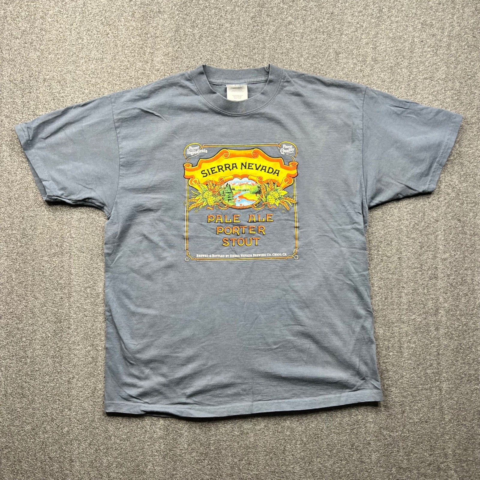 Port and Company Sierra Nevada TShirt Mens Large Blue Beer Graphic Tee Short