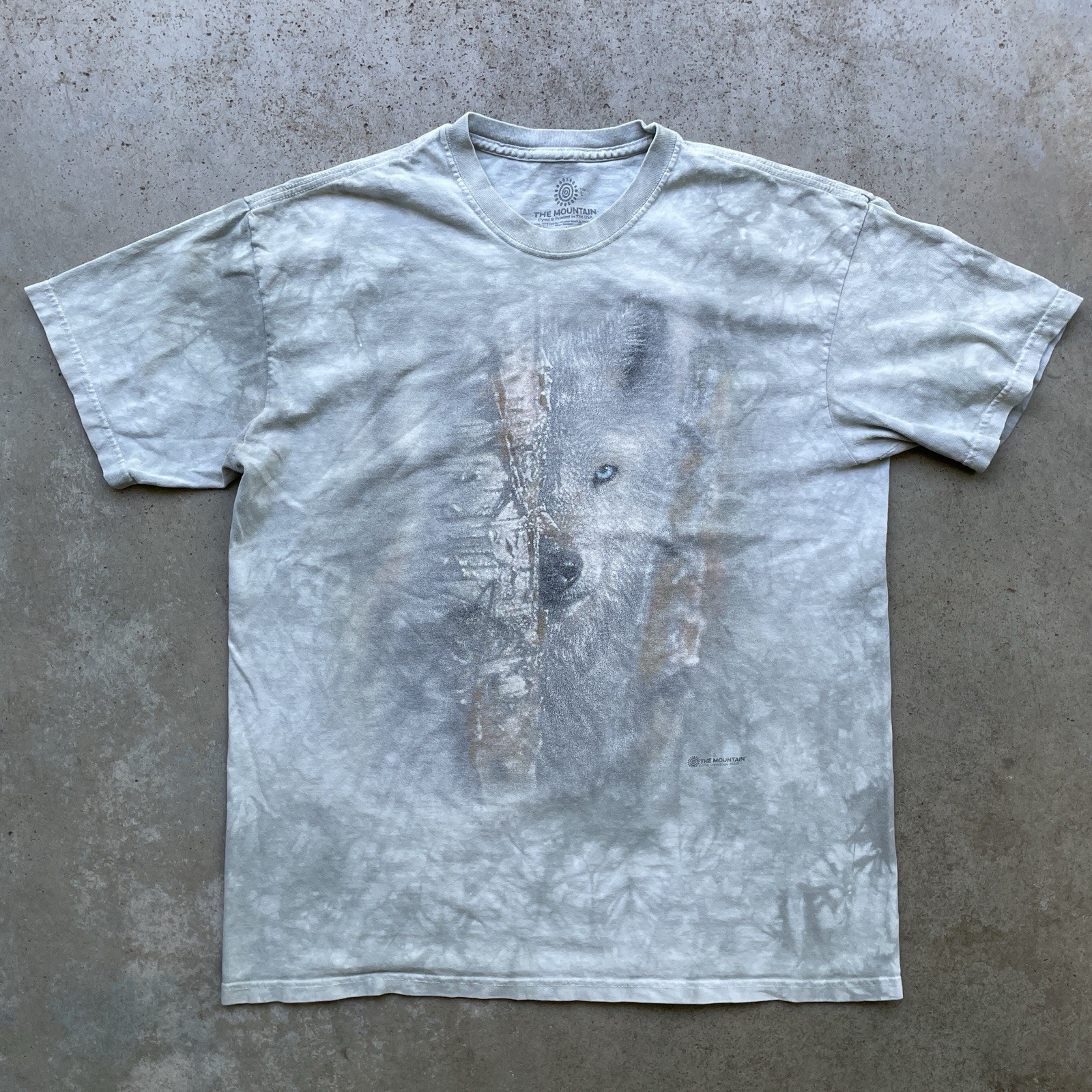 The Mountain Acid Wash « Wolf » T-Shirt Men&rsquo;s Size Large 100% Cotton