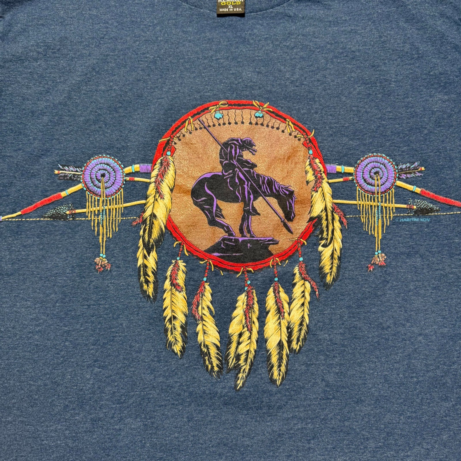 Vintage 1994 Native American Horse Rider Dream Catcher AOP T-Shirt USA Made – XL