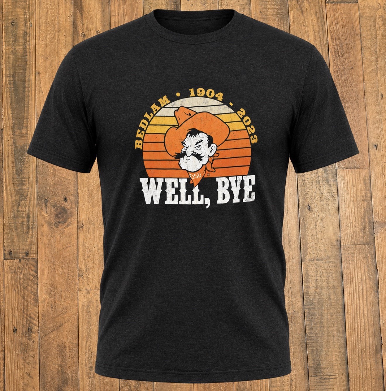 Bella + Canvas XL Black Crew Neck Graphic T-Shirt OSU Cowboy « Well, Bye »