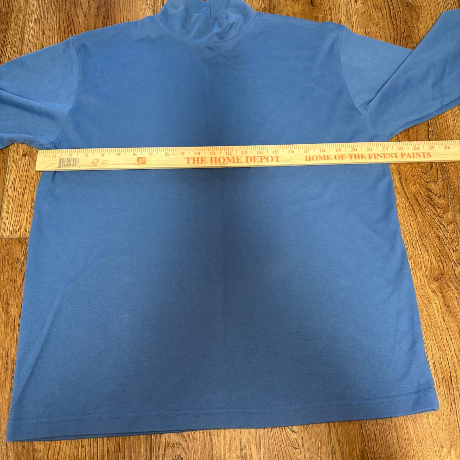LL Bean Mens Blue Turtle Neck Long Sleeve Shirt Cotton Blend Size L minimalist