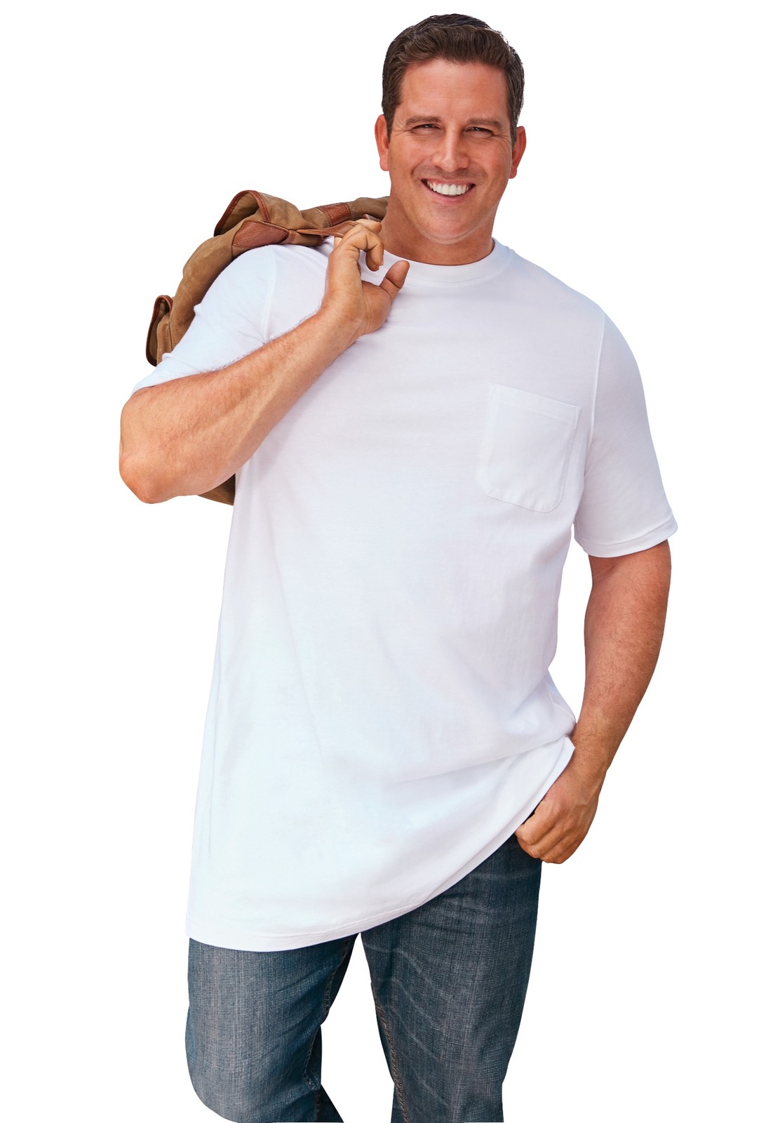 Boulder Creek by KingSize Heavyweight Longer-Length Pocket Crewneck T-Shirt