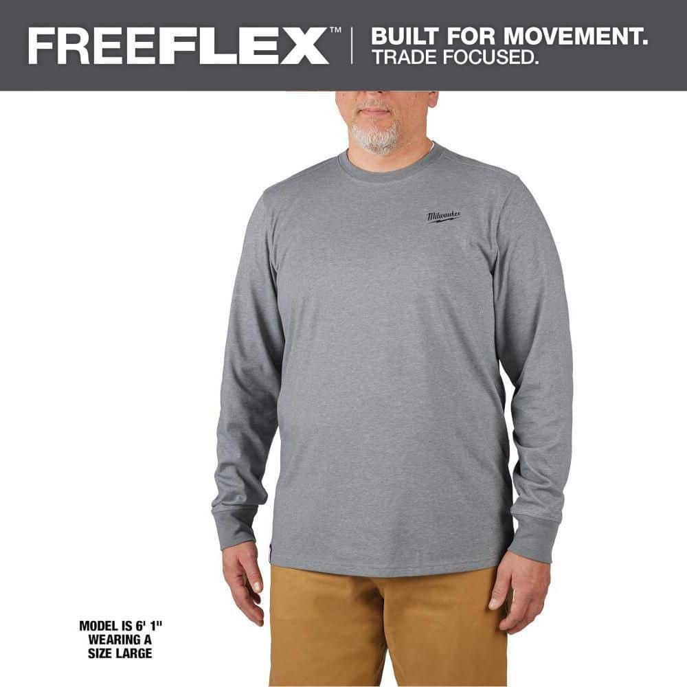 Milwaukee Men&rsquo;s Medium Gray Cotton/Polyester Long-Sleeve Hybrid Work T-Shirt