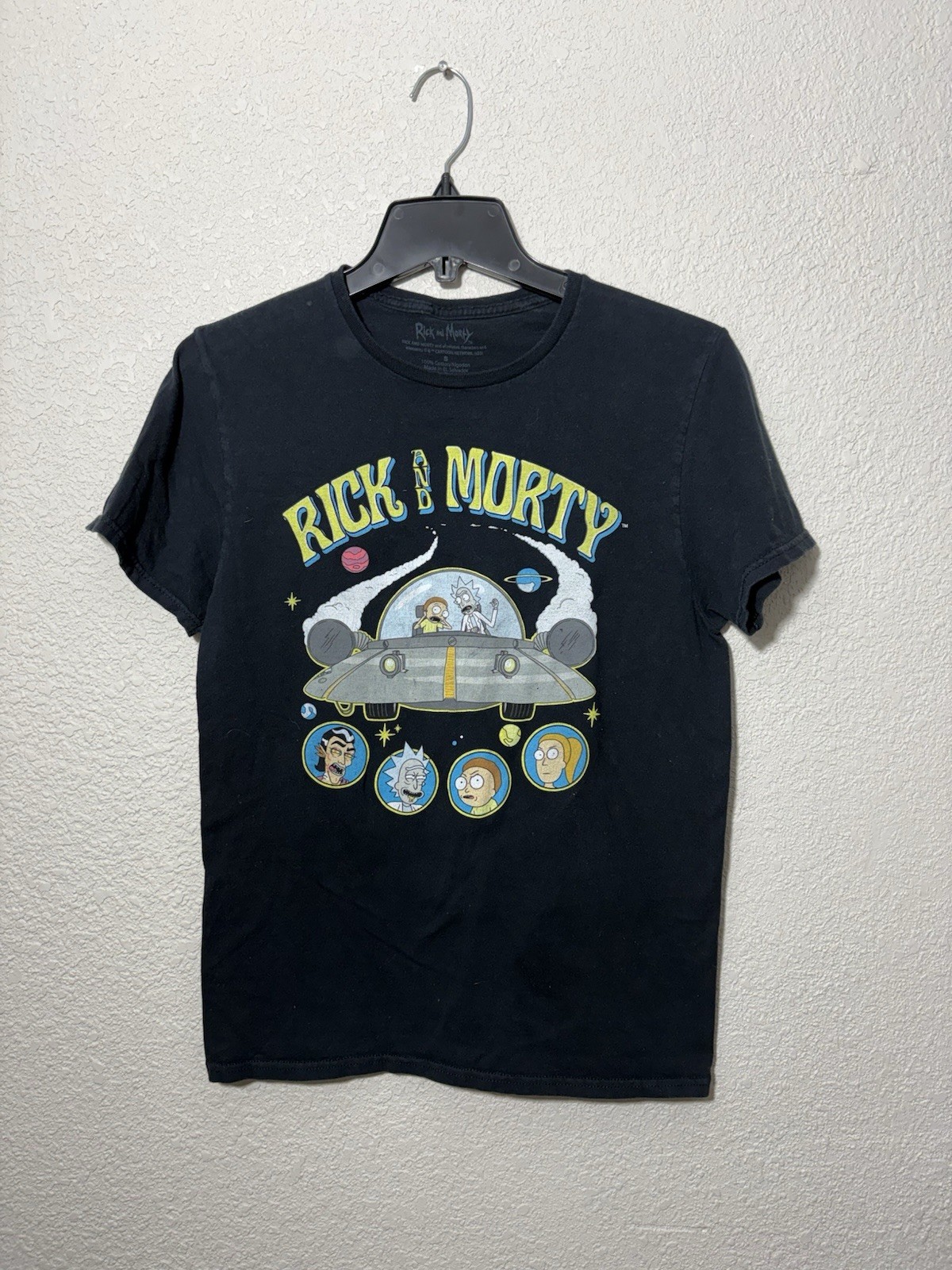 Rick and Morty Graphic T-Shirt Black Cartoon Network Adult Swim Size Small S