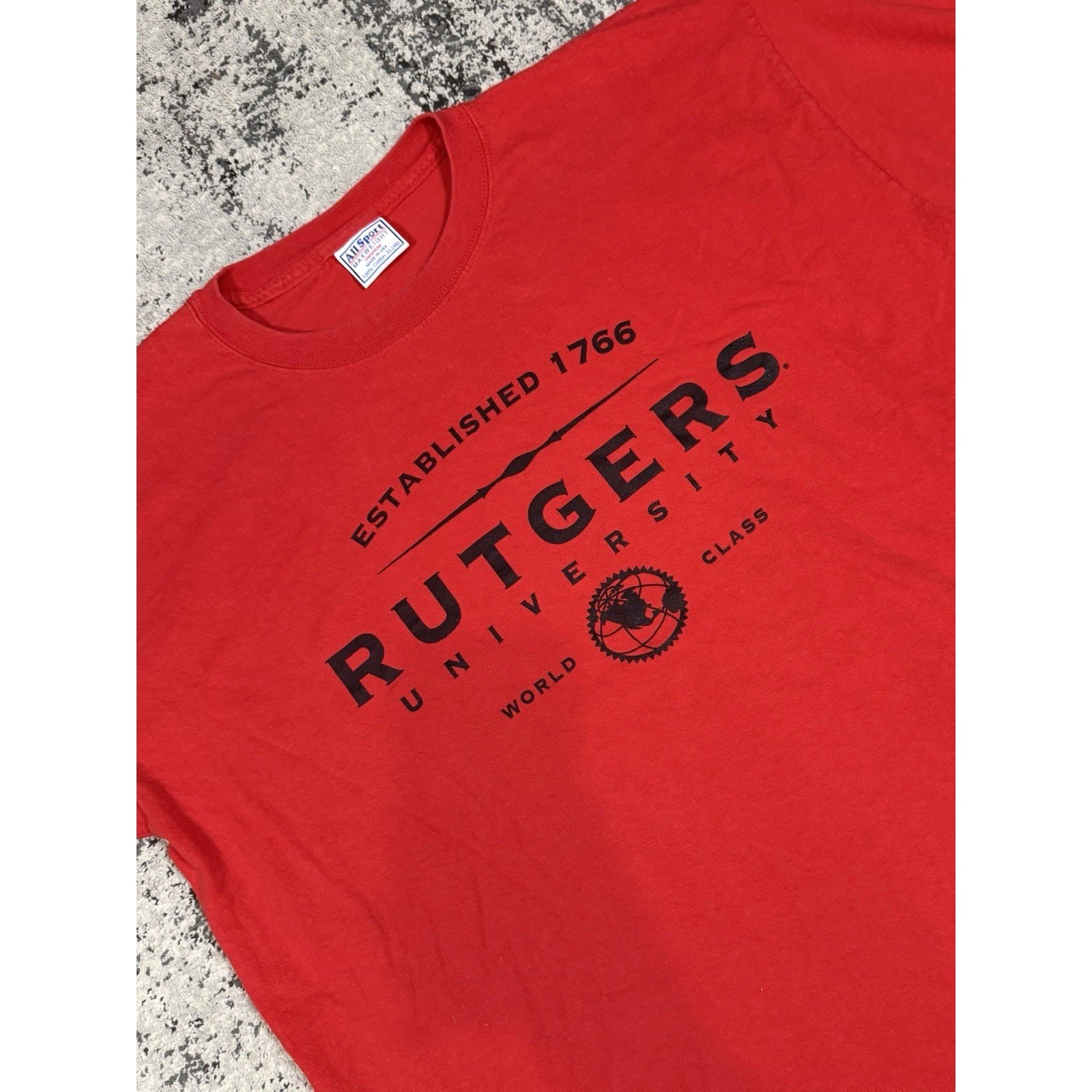Vintage Rutgers University T Shirt Mens XL Red All Sport Made USA