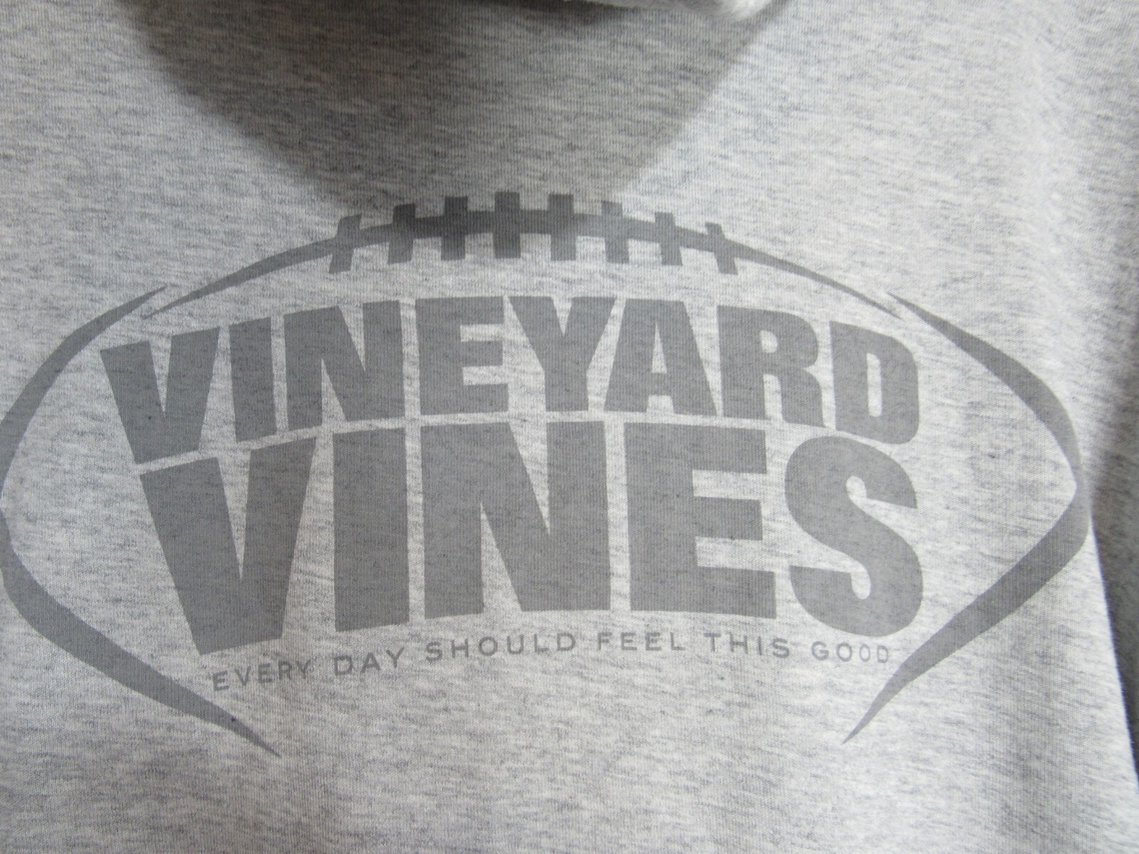 Vineyard Vines Gray Football Hooded Long Sleeve Shirt Size Small EUC