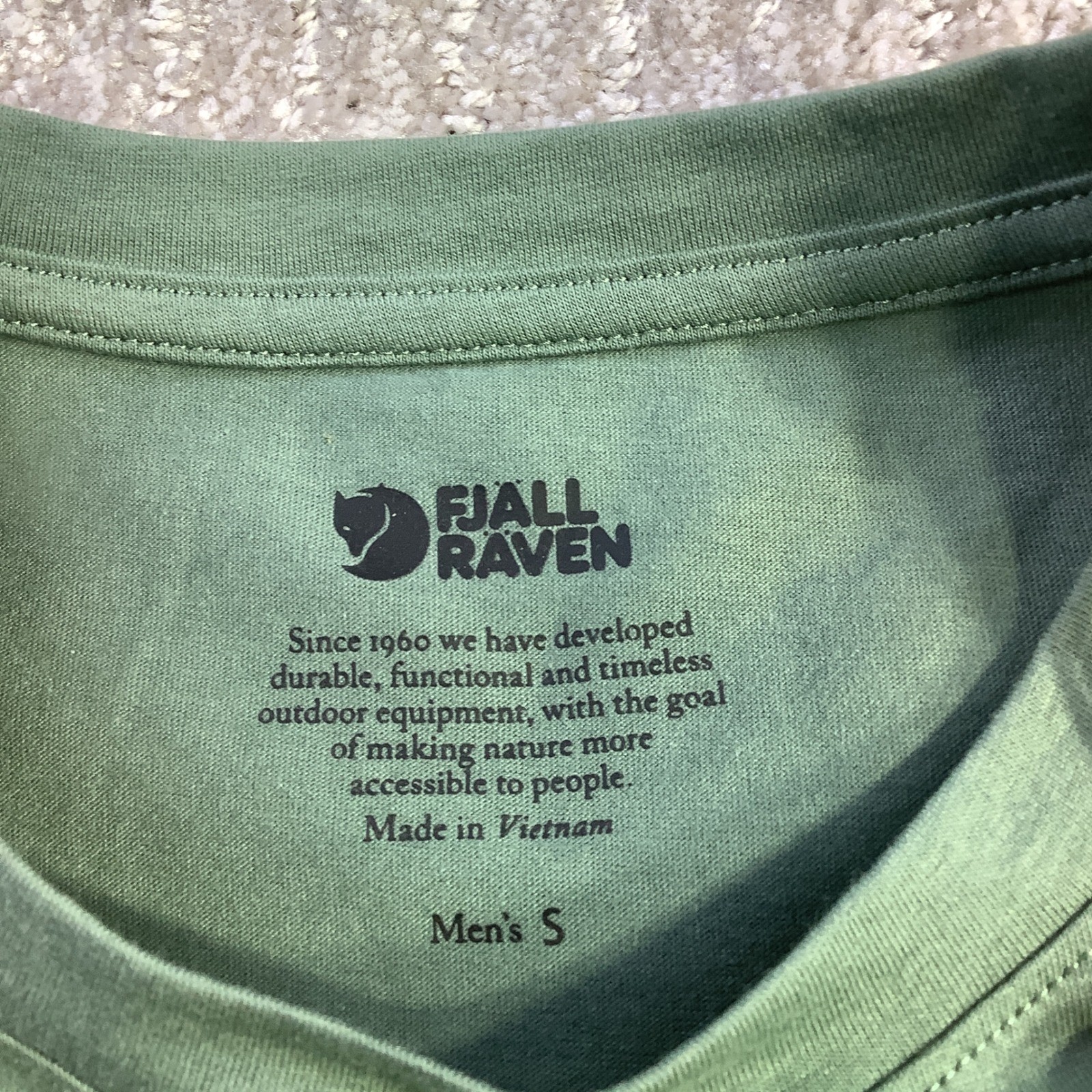 Fjallraven Mens 1960 Logo T-Shirt Patina Green Organic Cotton Size S NWT