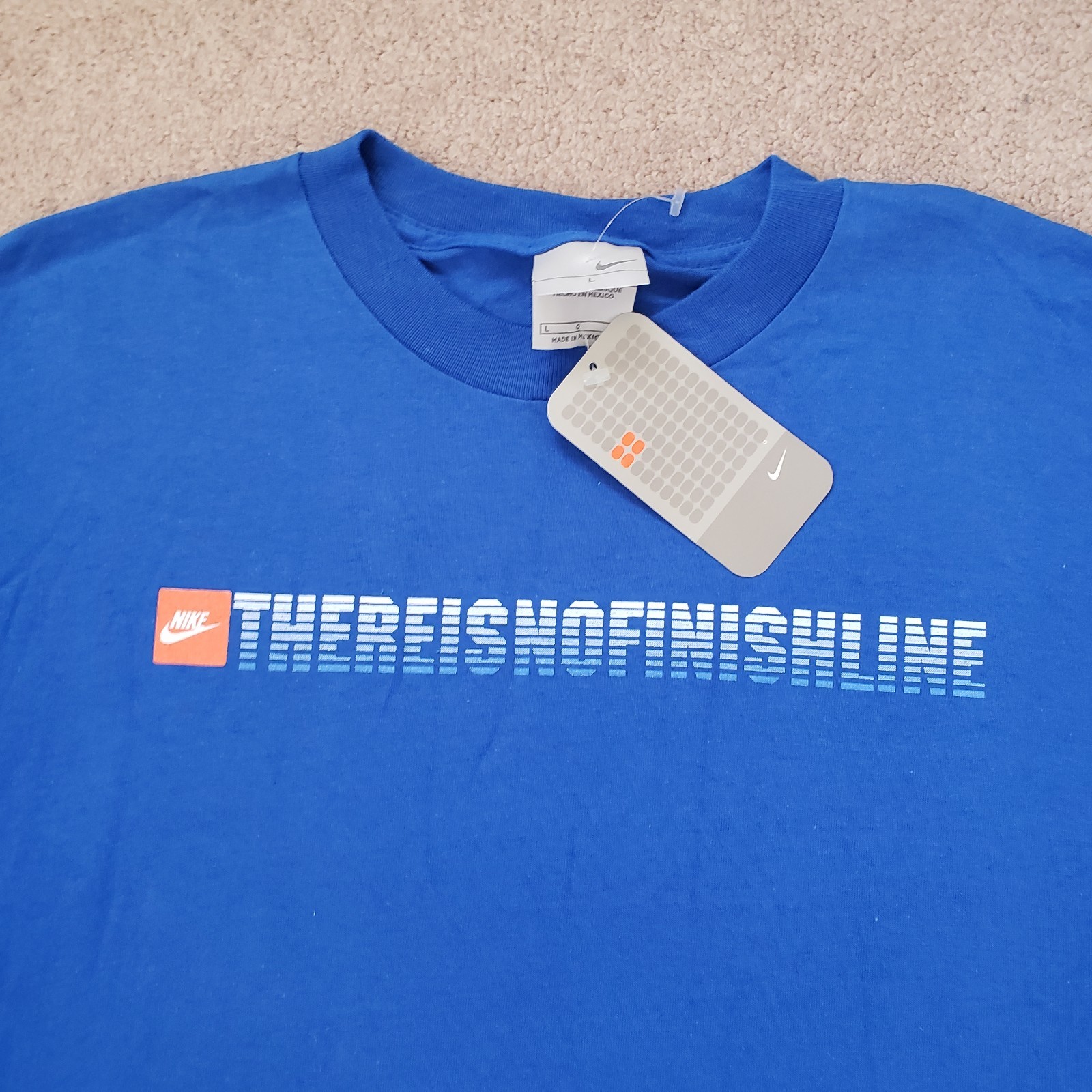 NWT Vintage Y2K Nike There Is No Finish Line Size Large Mens Royal Blue T-Shirt