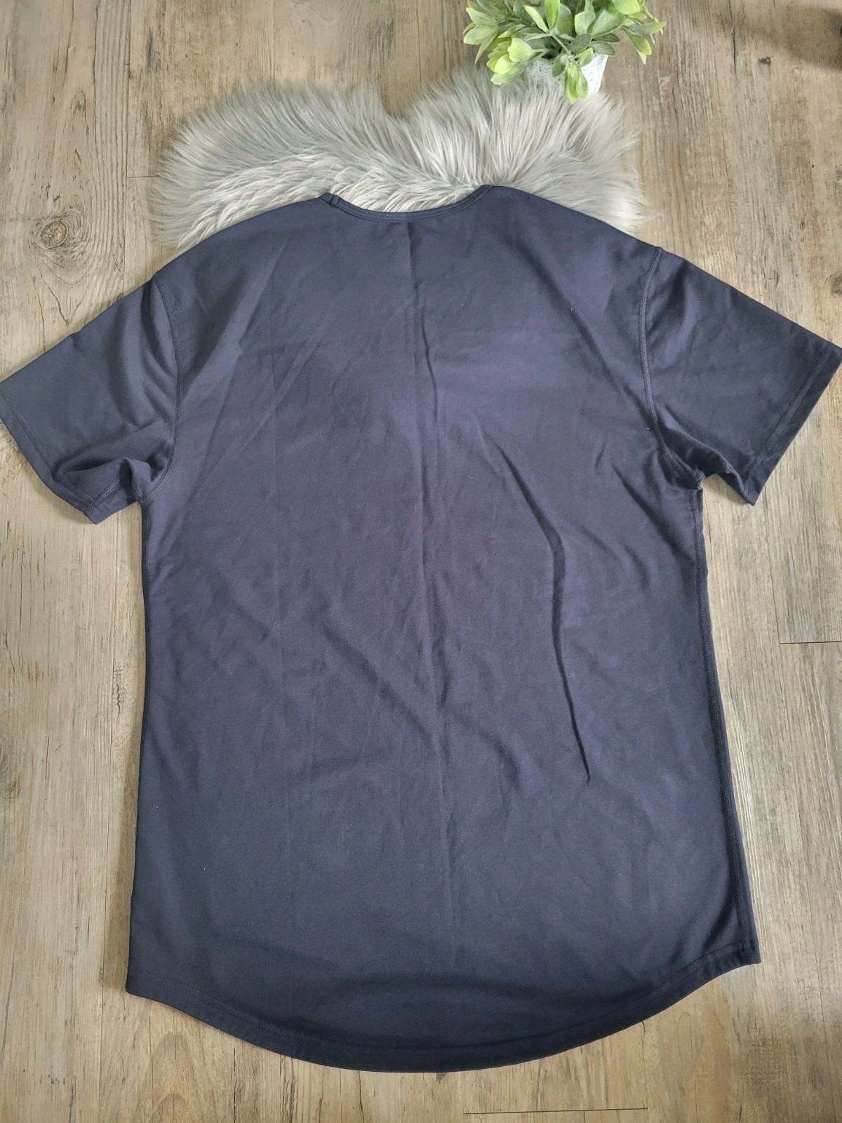 BYLT Premium Basics Signature Drop Cut T Shirt Mens Large Navy Stretch Crew Neck