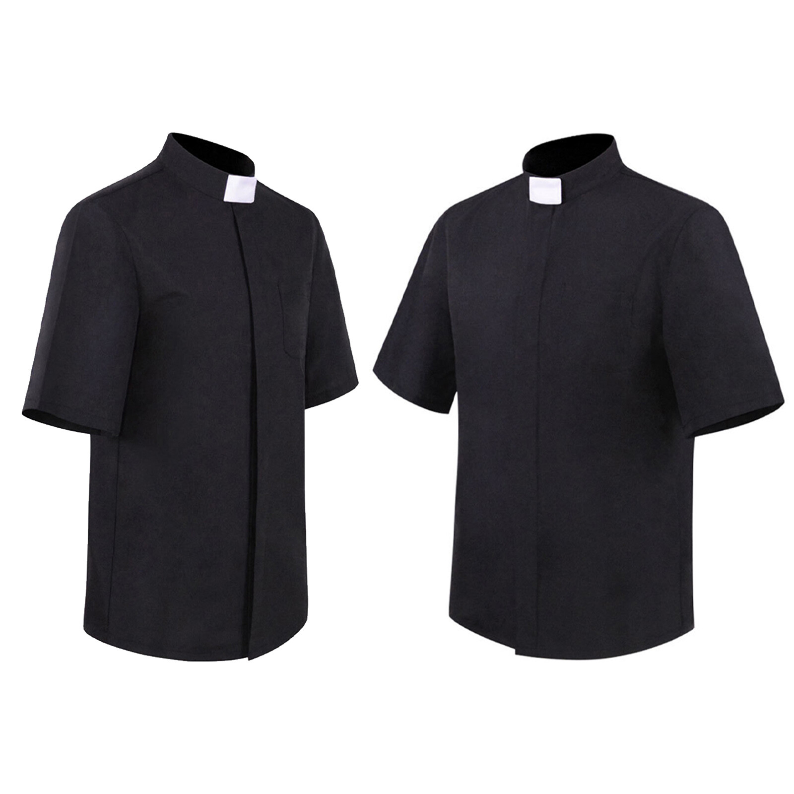 US Men&rsquo;s Priest Clergy Shirt Short Sleeves Stand Collar for Pastor Preacher Tops