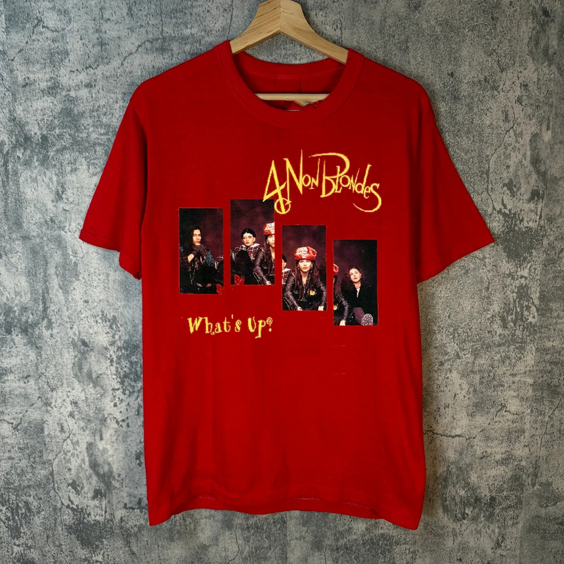 4 Non Blondes Band What&rsquo;s Up Red T Shirt Full Size S-5XL