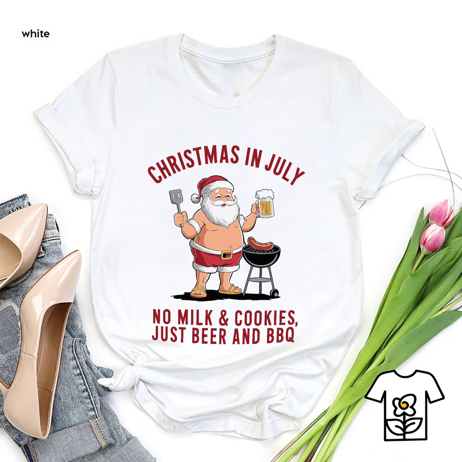 Christmas in July Santa Shirt, No Milk and Cookies Just Beer and BBQ,Beach Xma