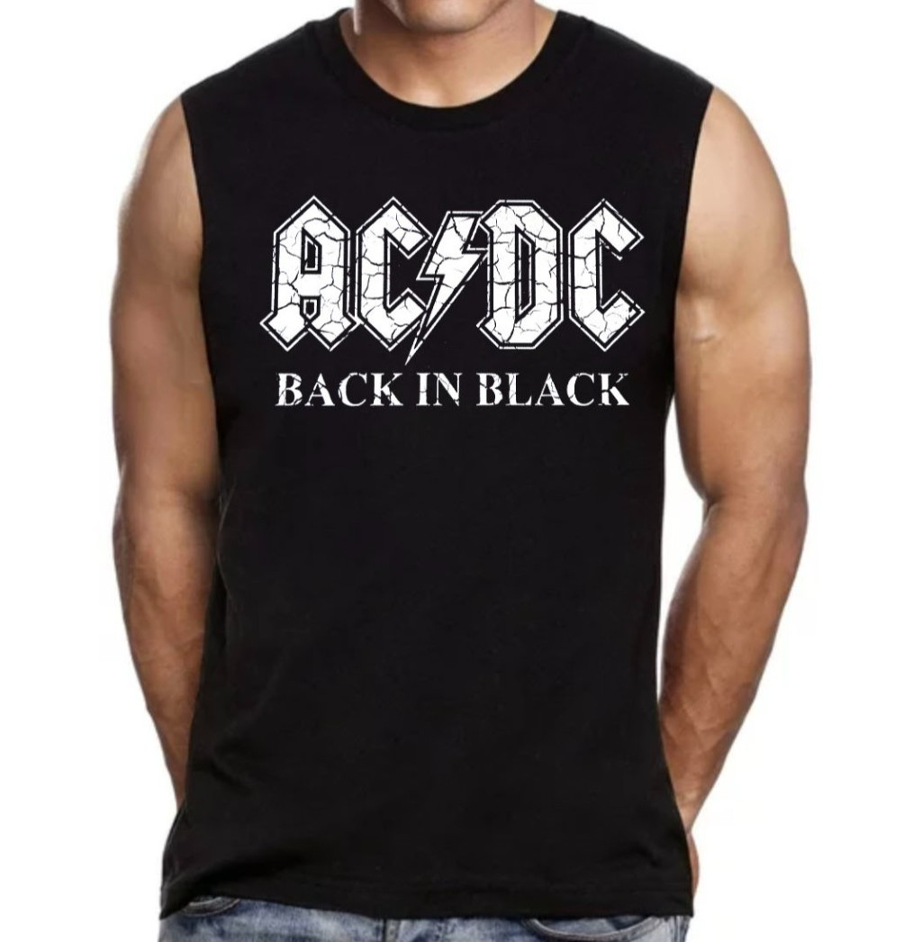 AC/DC Back in Black Rock Band Men&rsquo;s Black Muscle Shirt