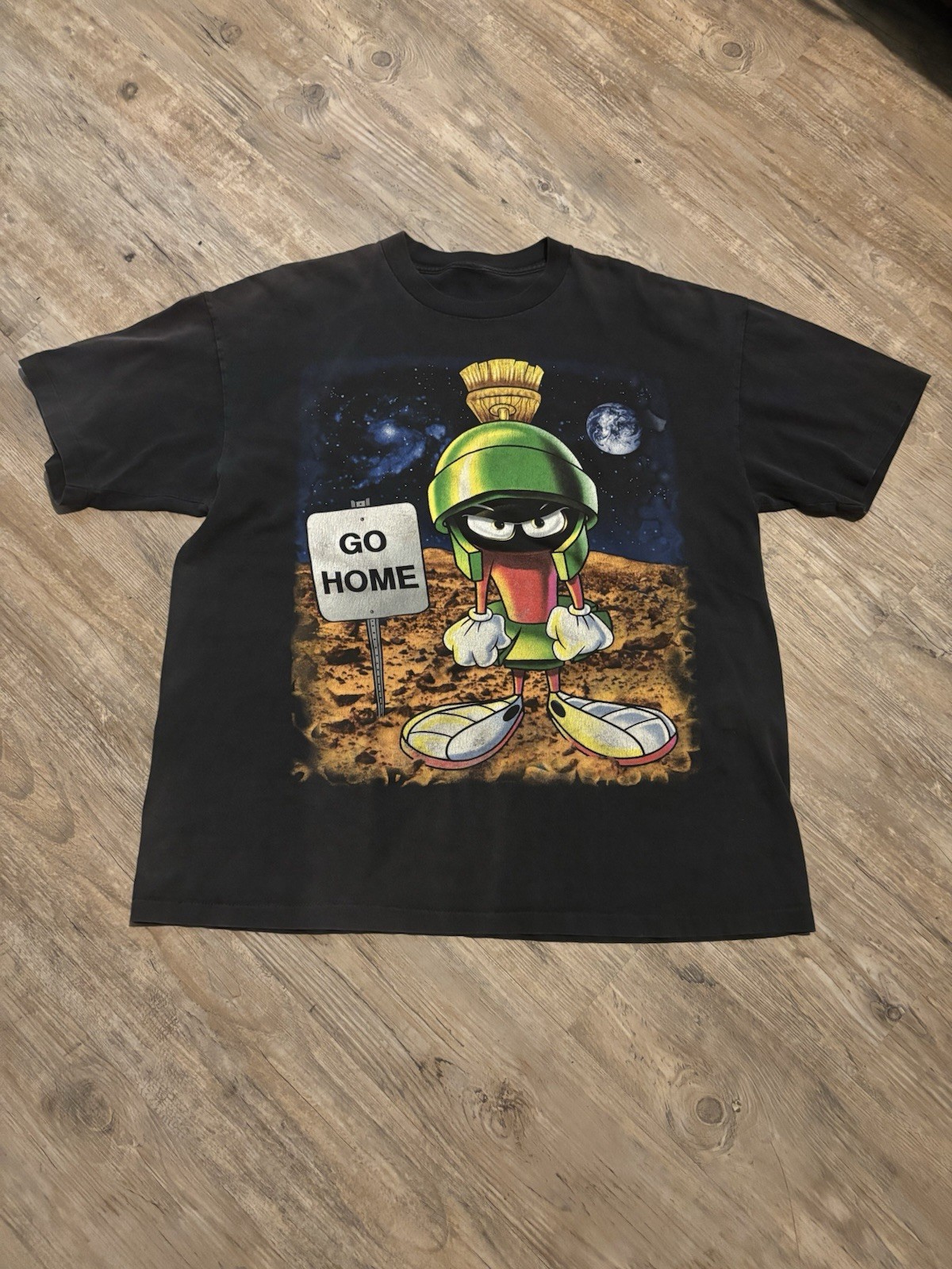 Vintage Marvin the Martian 90s Go Home Looney Tunes Black 1998 T-Shirt Men’s XL