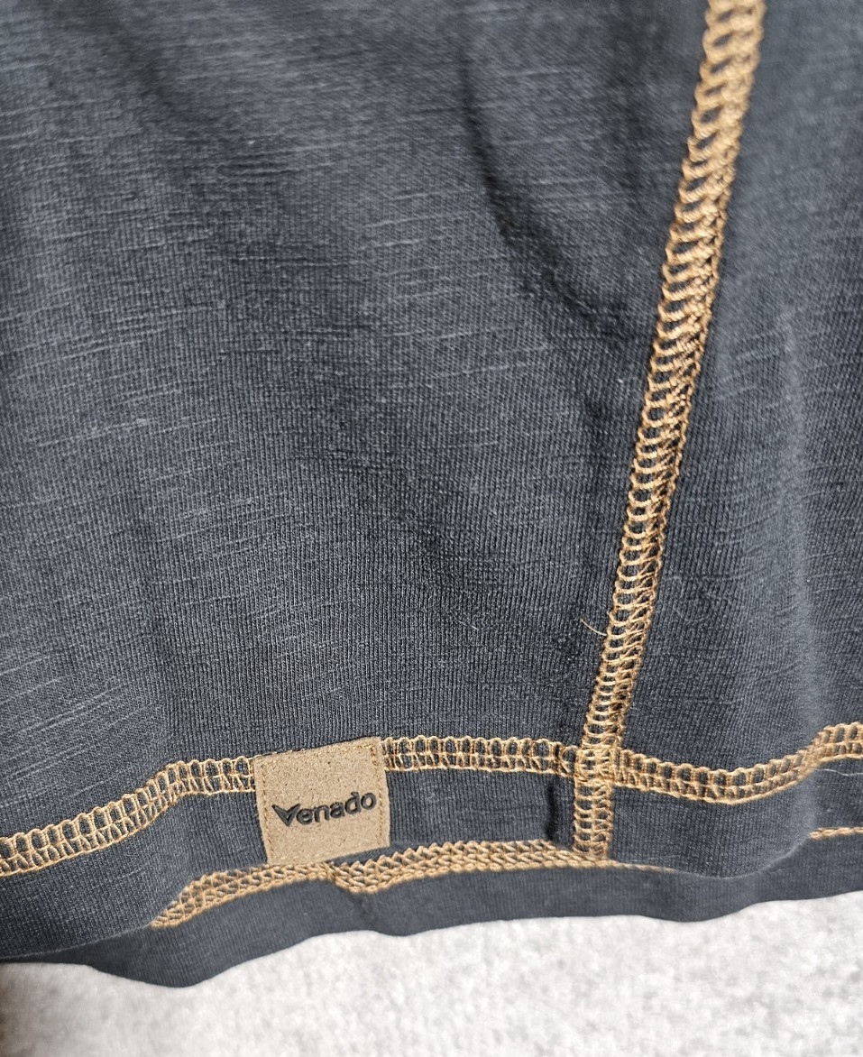 Venado Henley Shirt Mens Size XLT Black Slub Knit Long Sleeve Contrast Stitching