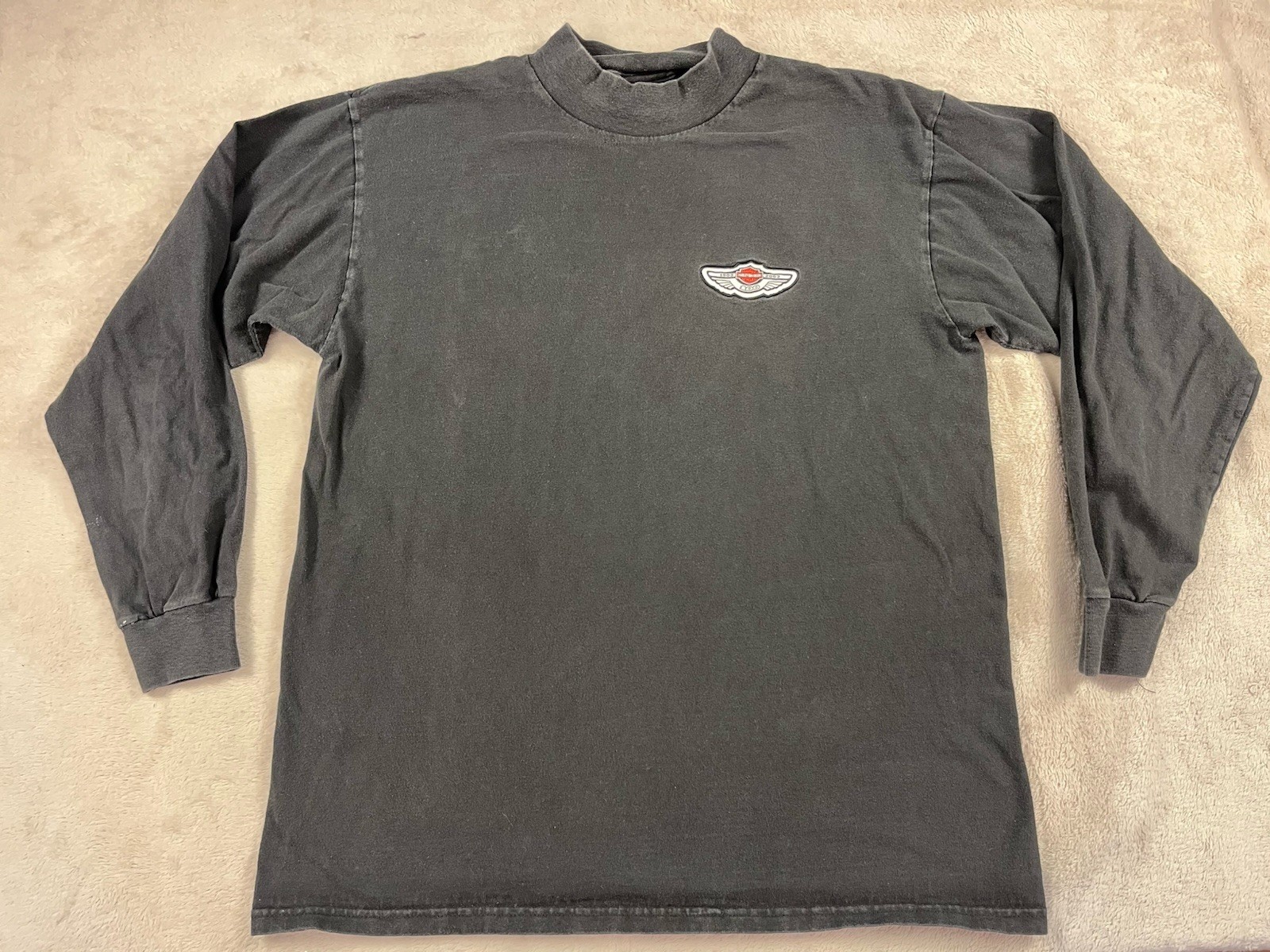 Harley-Davidson Black Turtle Neck Vintage Y2K Motorcycle Biker Long Sleeve M