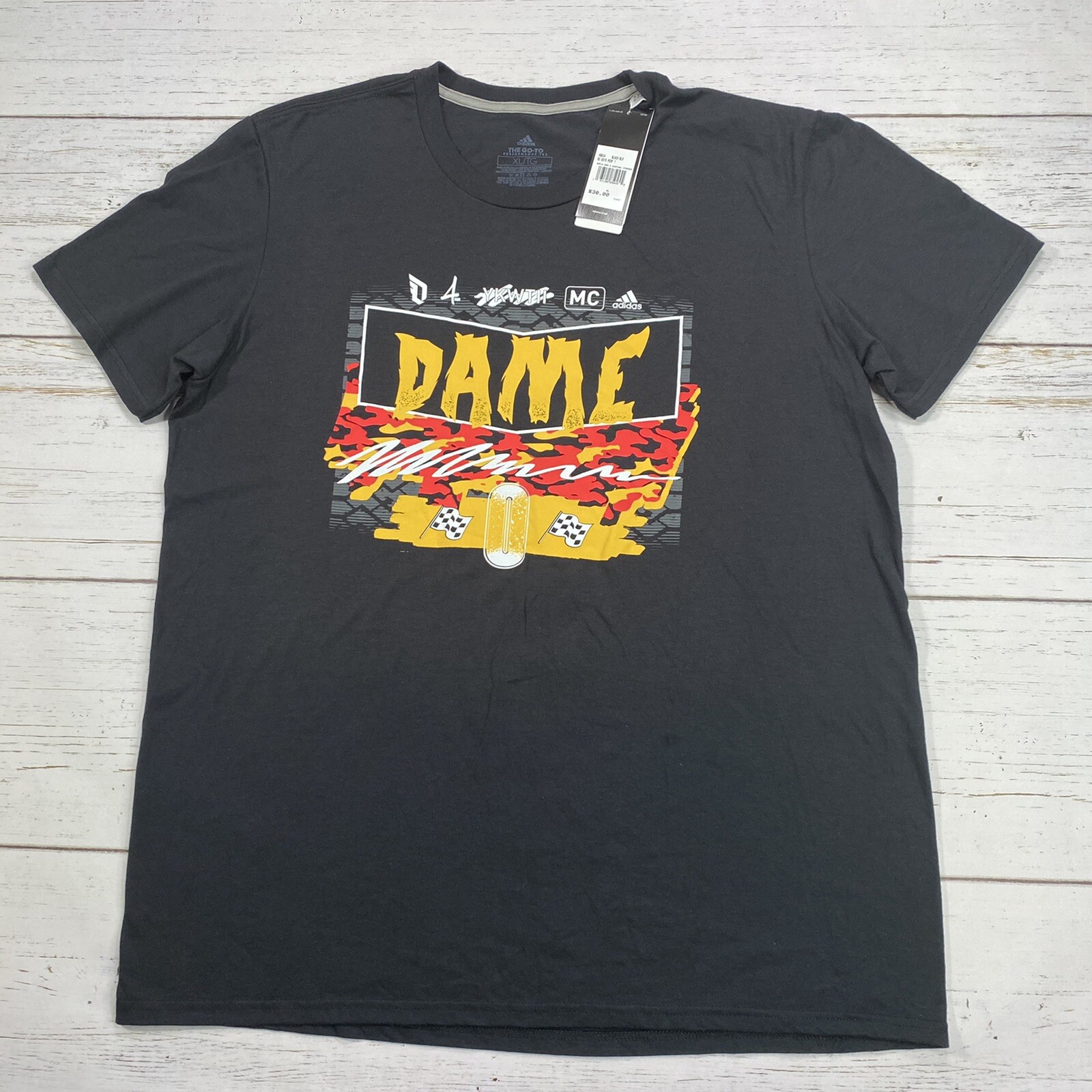 Adidas Dame 5 Tee Mens T-Shirt Dolla Damian Lillard Blazers Black Large – XL