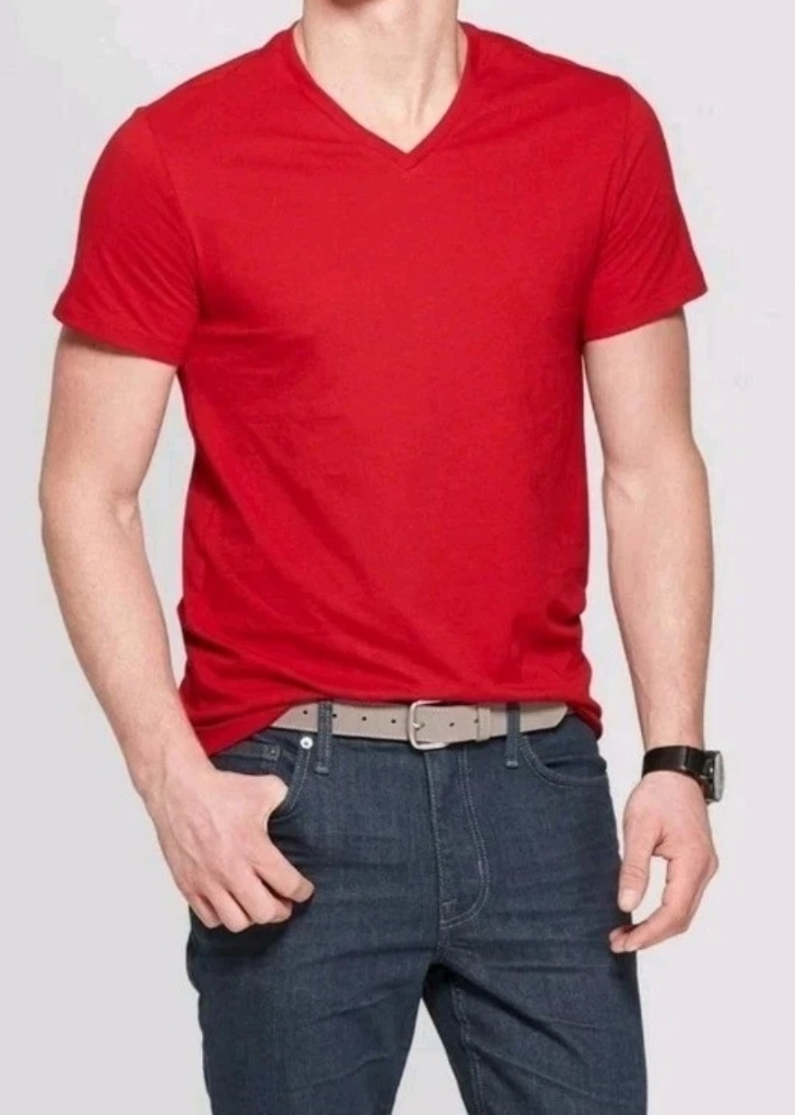 Men&rsquo;s Every Wear Short Sleeve V-Neck T-Shirt – Goodfellow & Co™ Xavier Red XL