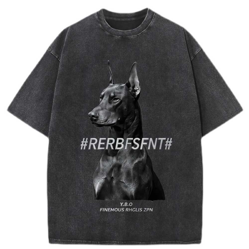 100% Cotton Oversized T-Shirt, Monochrome Doberman Vintage Streetwear Unisex Tee