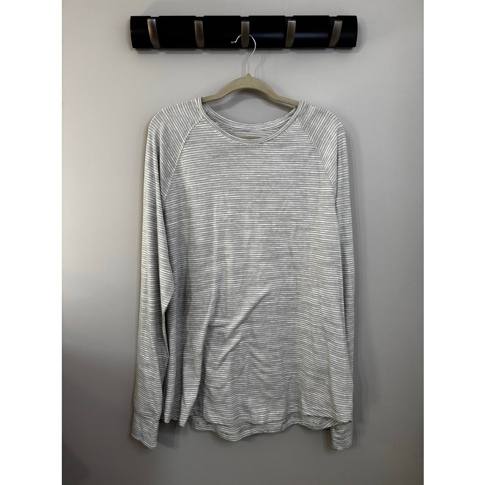 EUC Goodfellow & Co long sleeve tshirt, gray stripes, cotton/poly blend, XL