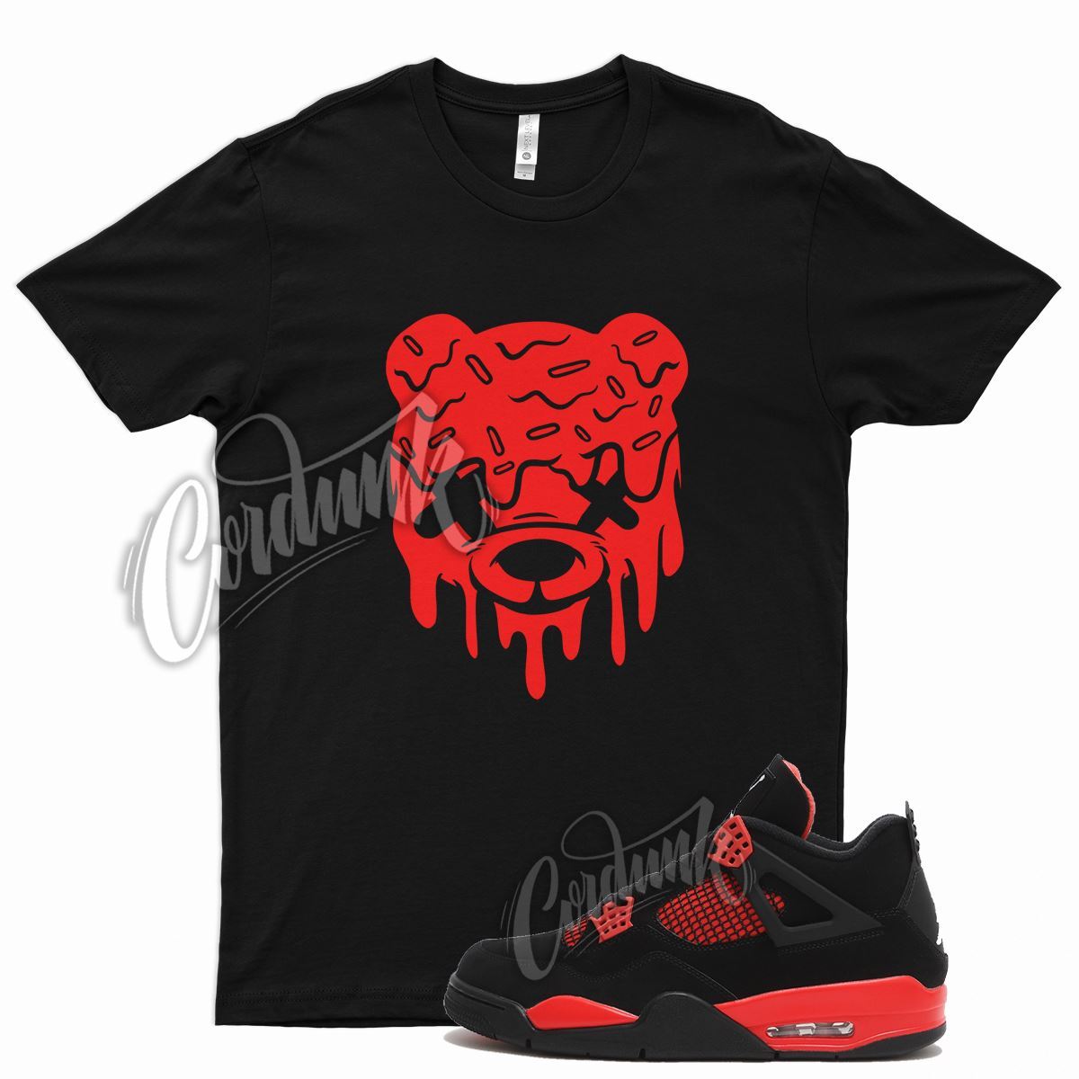 Black DRIPPY T Shirt for Air J1 4 Red Thunder Gym Varsity Iconic 1 14