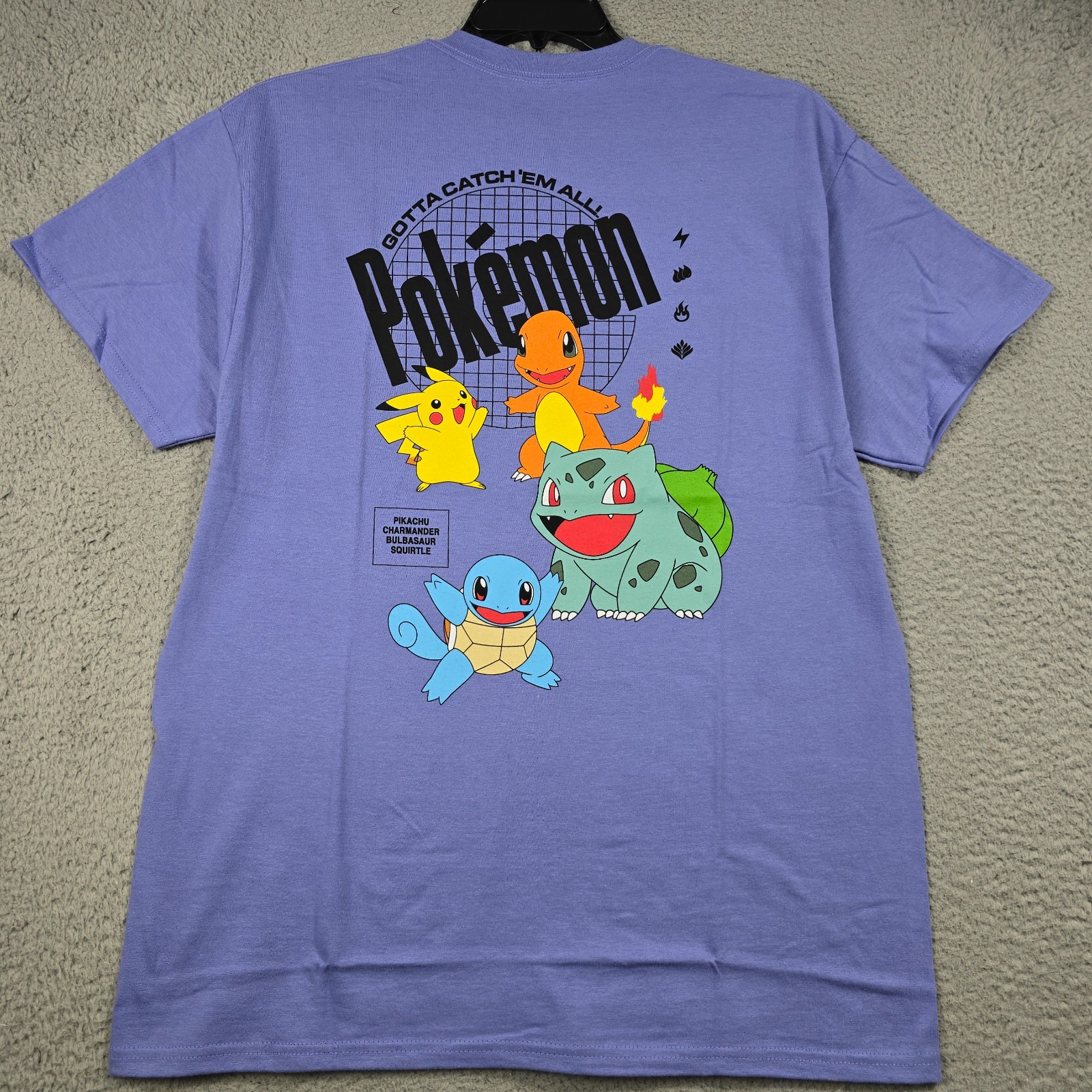 Pokémon Pikachu Shirt Mens Large Comic Con Purple Ghost Japanese Cards Anime 90s