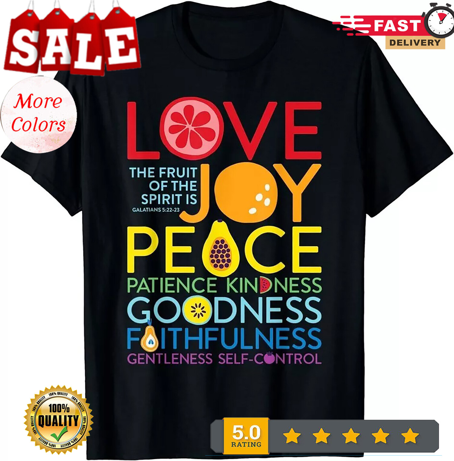 2025/NEW LIMITED Fruit Of The Spirit Galatians 5;22 Inspirational Christian T-Sh