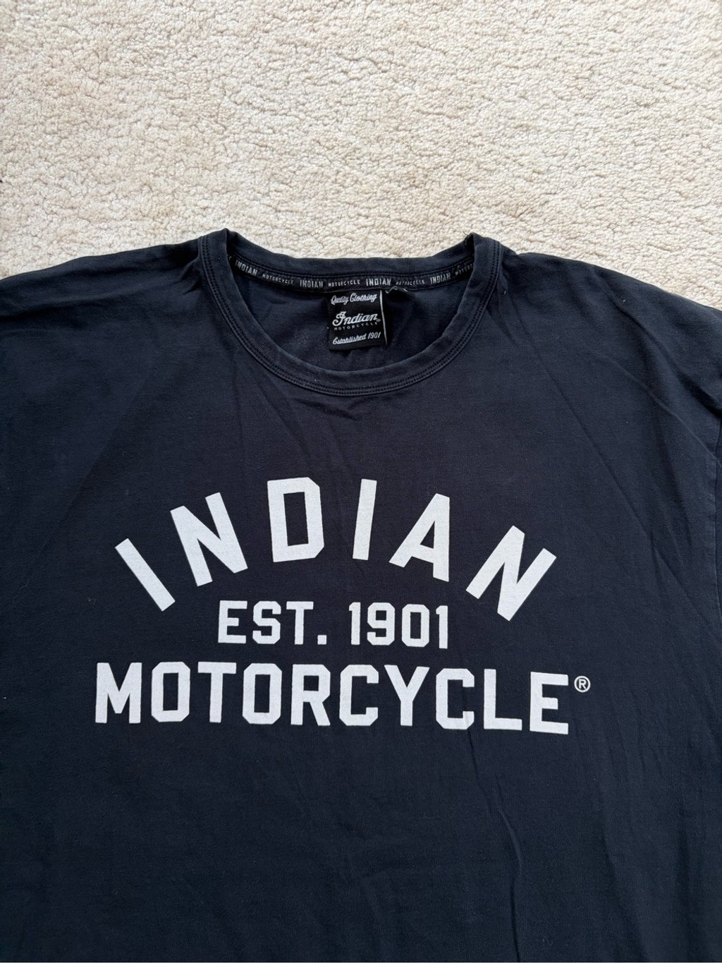 Indian Motorcycle Men&rsquo;s Size Large Est. 1901 Black Logo T-Shirt