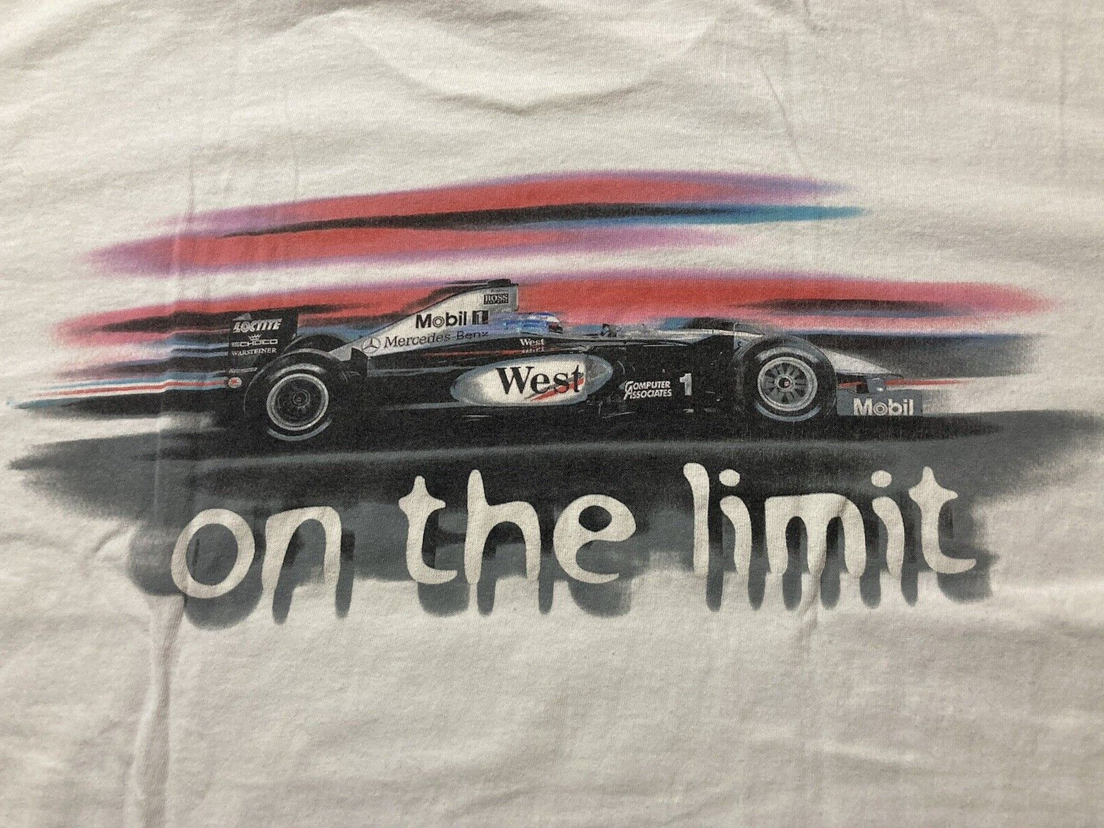 West McLaren Mercedes Formula 1 Racing Team Tee T Shirt Size L White Vintage