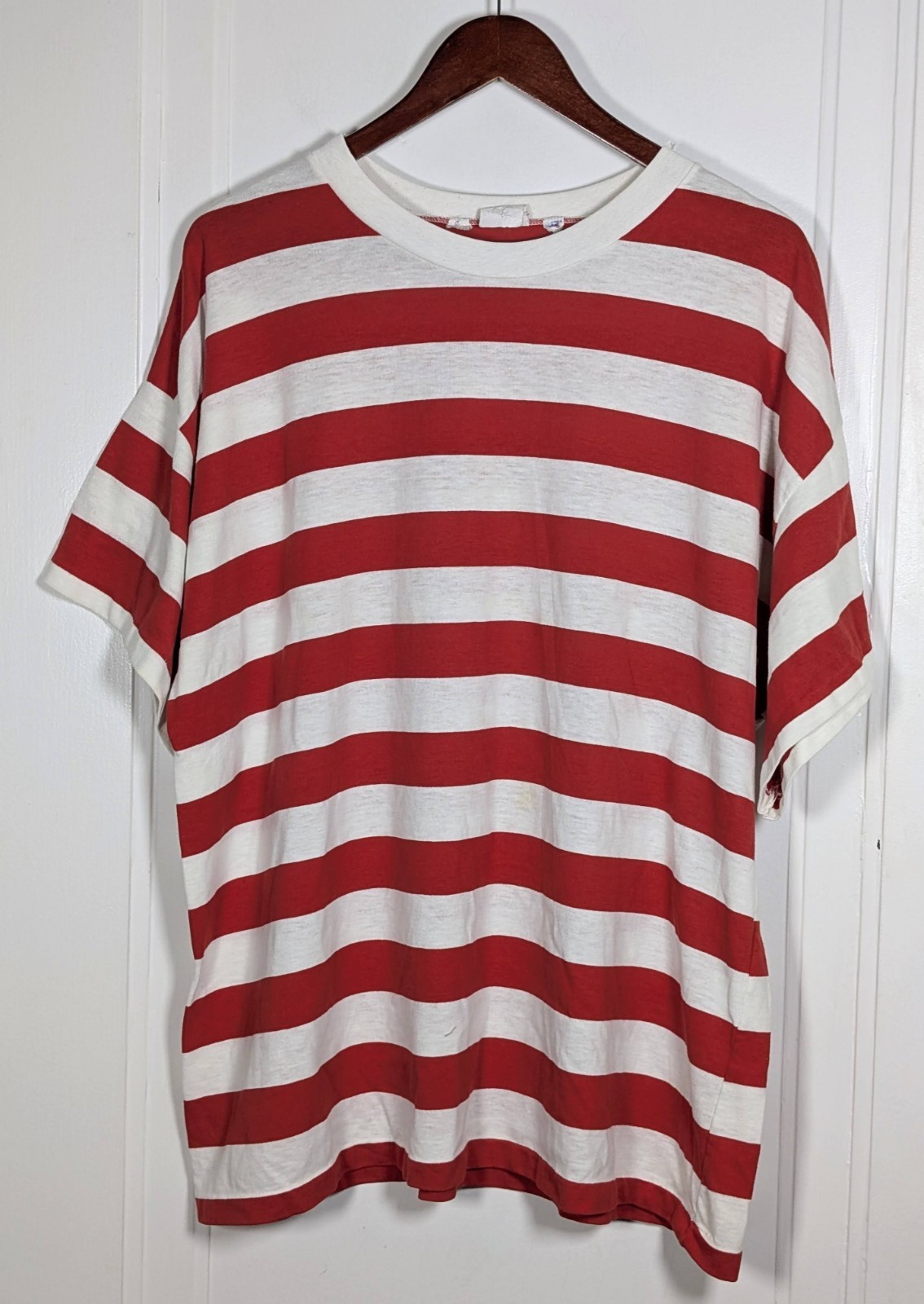 Vintage Where’s Waldo Red White Stripe Single Stitch Shirt Halloween Costume 80s