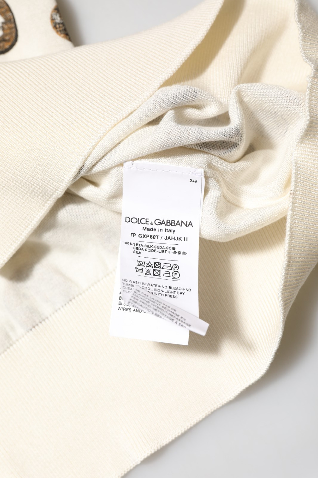DOLCE & GABBANA T-shirt Silk Ivory Coin Print Logo Men Polo IT46/US36/S 1500usd