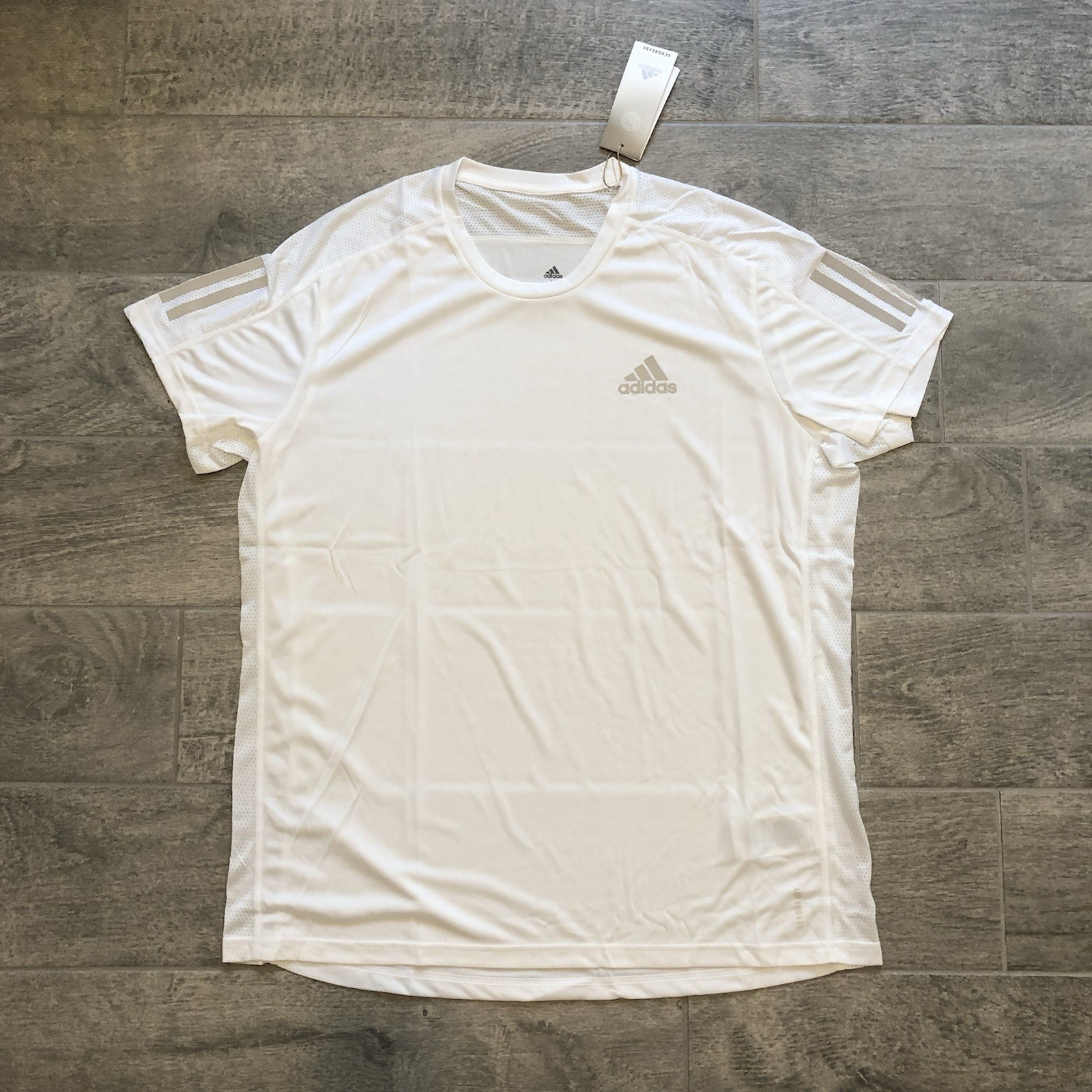 New Adidas Own The Run Tee White Running T-Shirt Stretch Men’s Size Large
