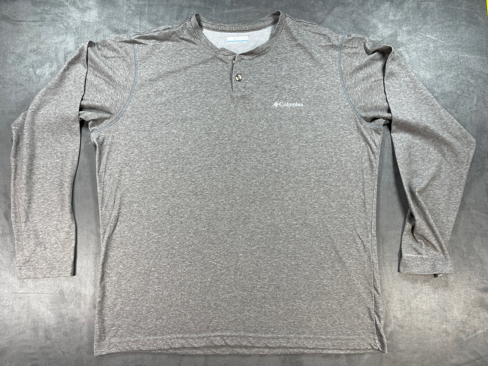 Gray Long Sleeve Columbia OMNI WICK Outdoor Sports Apparel Shirt warm 2 Button