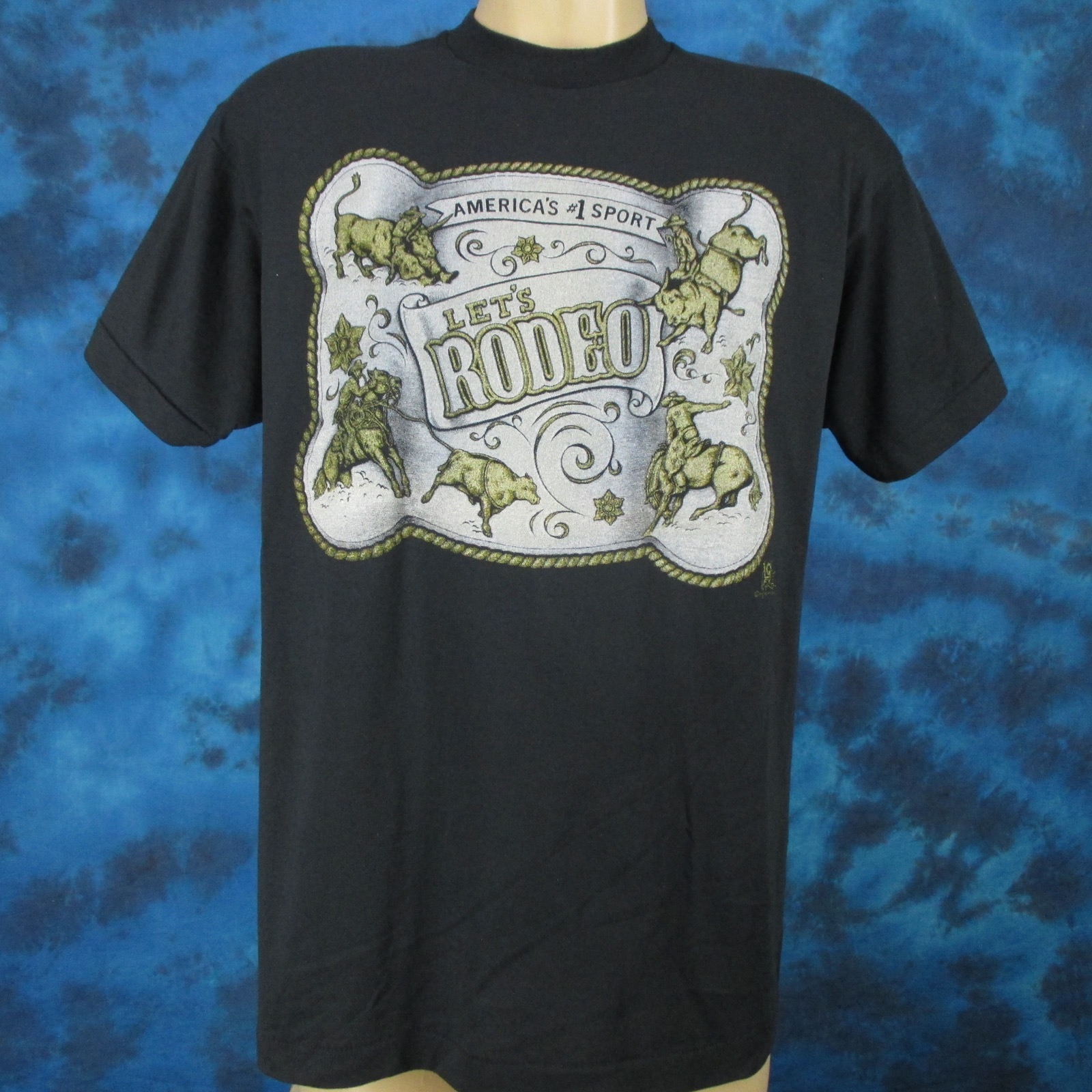vintage 80s COWBOY RODEO PAPER THIN T-Shirt LARGE single stitch horse NOS